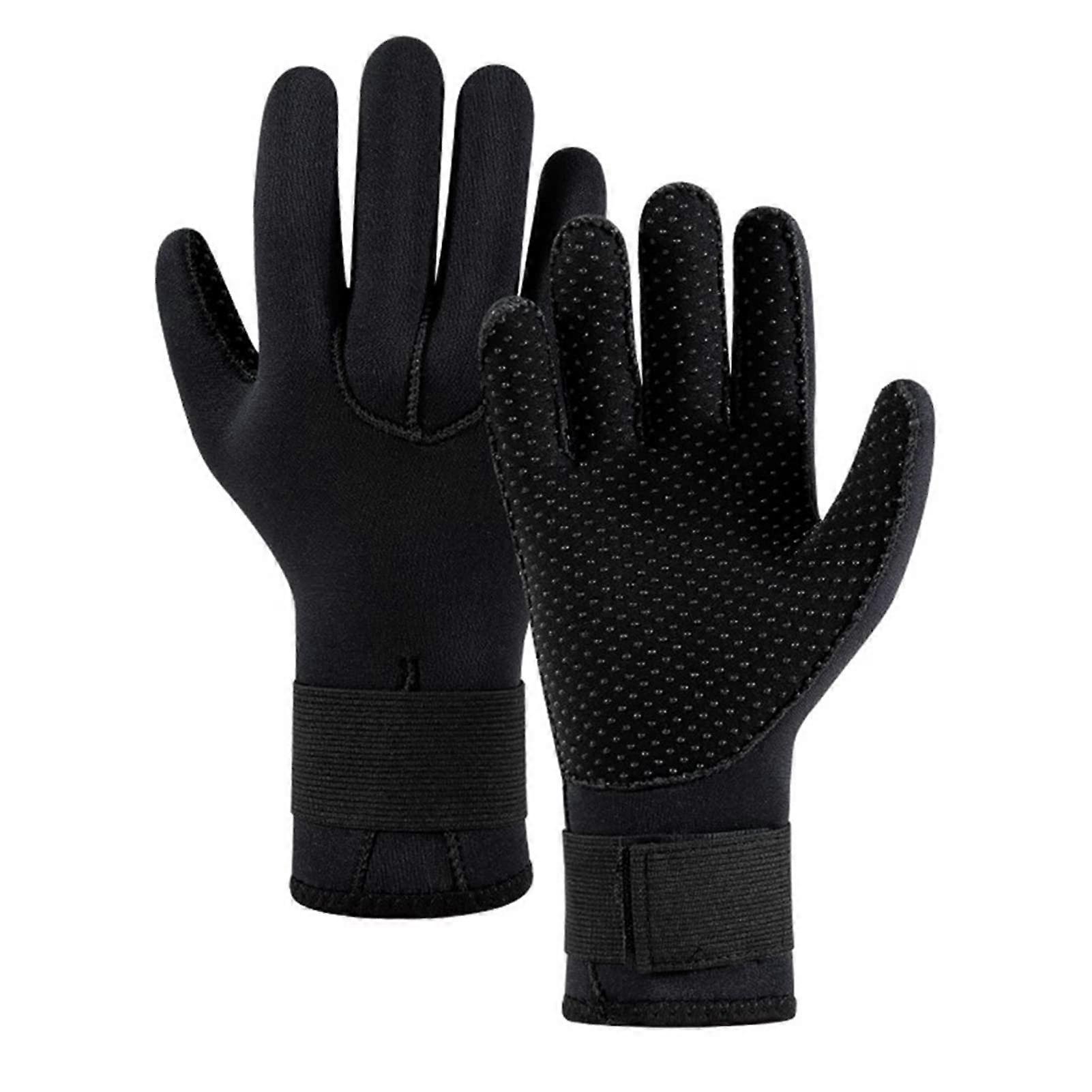 3 mm neoprene 5finger warm diving gloves for diving, snorkelling, boating, surfing, kayaking, canoeing, fishing, skiing, black, M