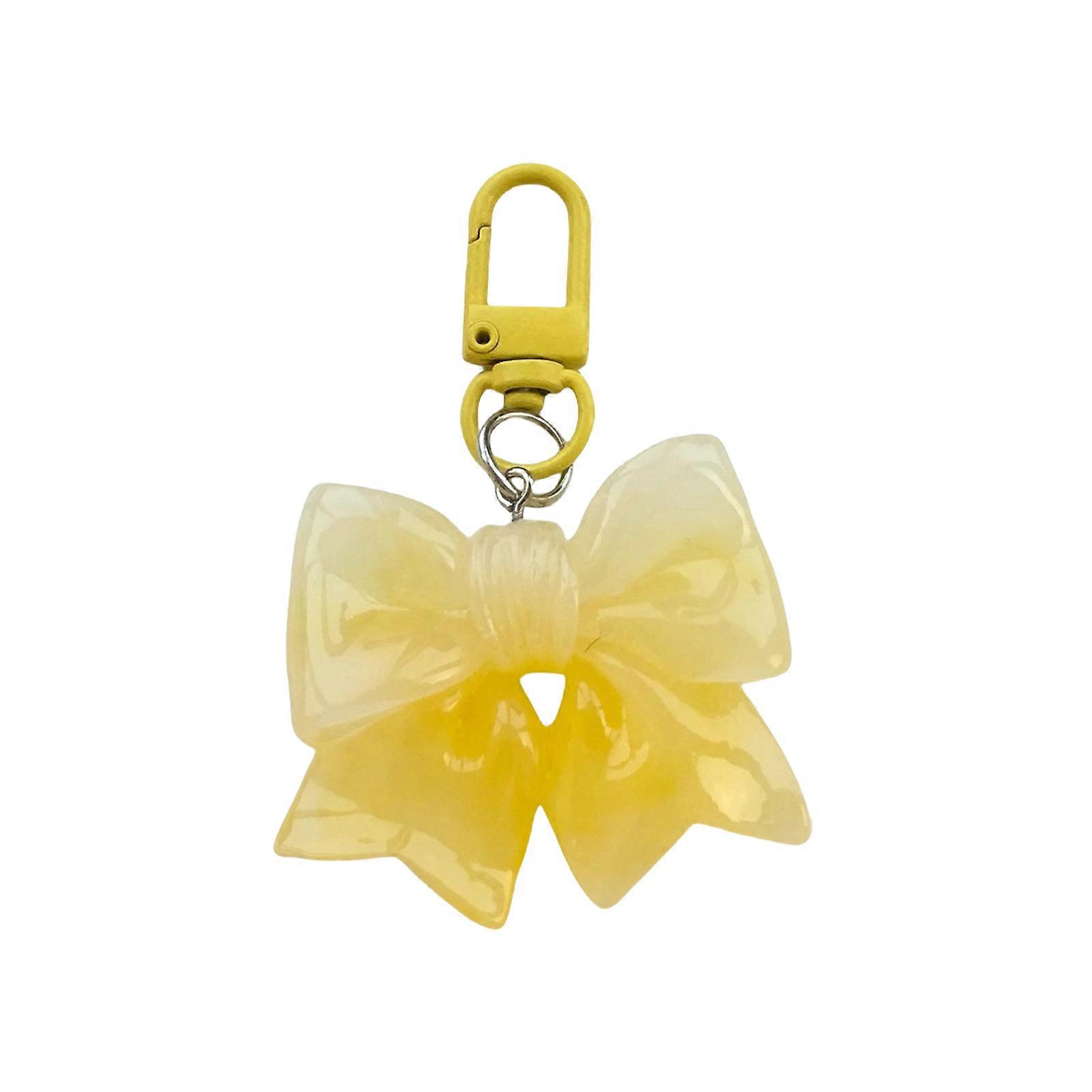 Stylish Frosted Resin Bowknot Keychain Accessory Vibranting Color Trendy Gifts for Women Men Everyday Casual Use  Yellow