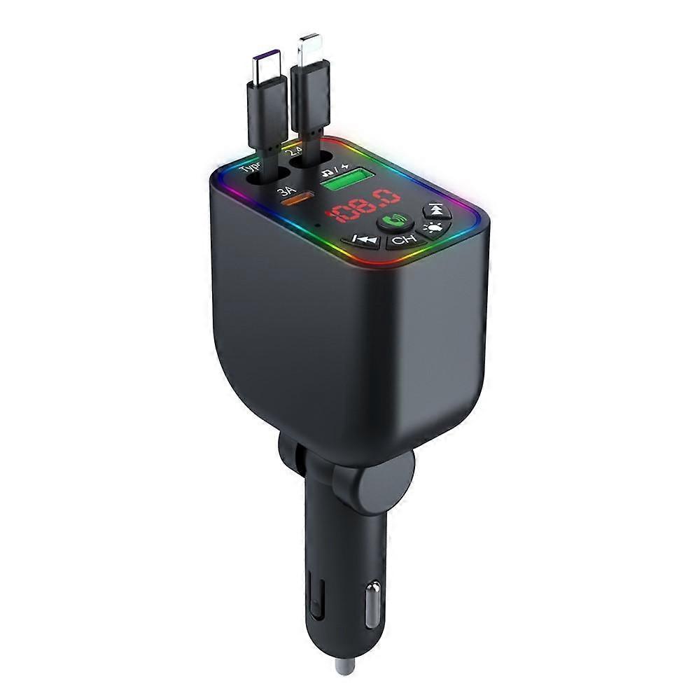 L5 Car Bluetooth-Compatible MP3 Player Hands Free Calling FM Transmitter Fast Charger