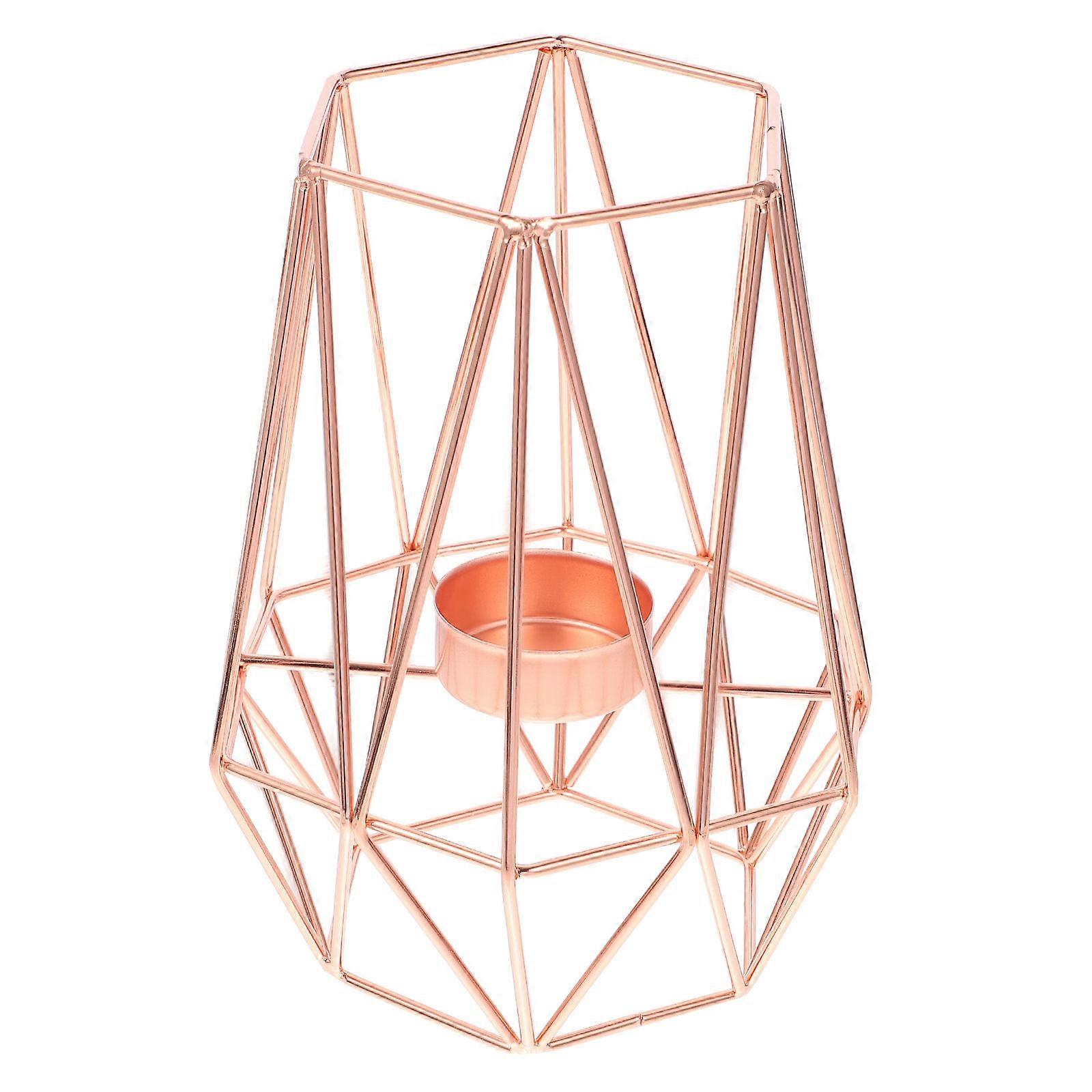 Retro Candlestick Creative Wrought Iron Hollow Frame Aromatherapy Candle Container for Party Home Use Golden 1Set