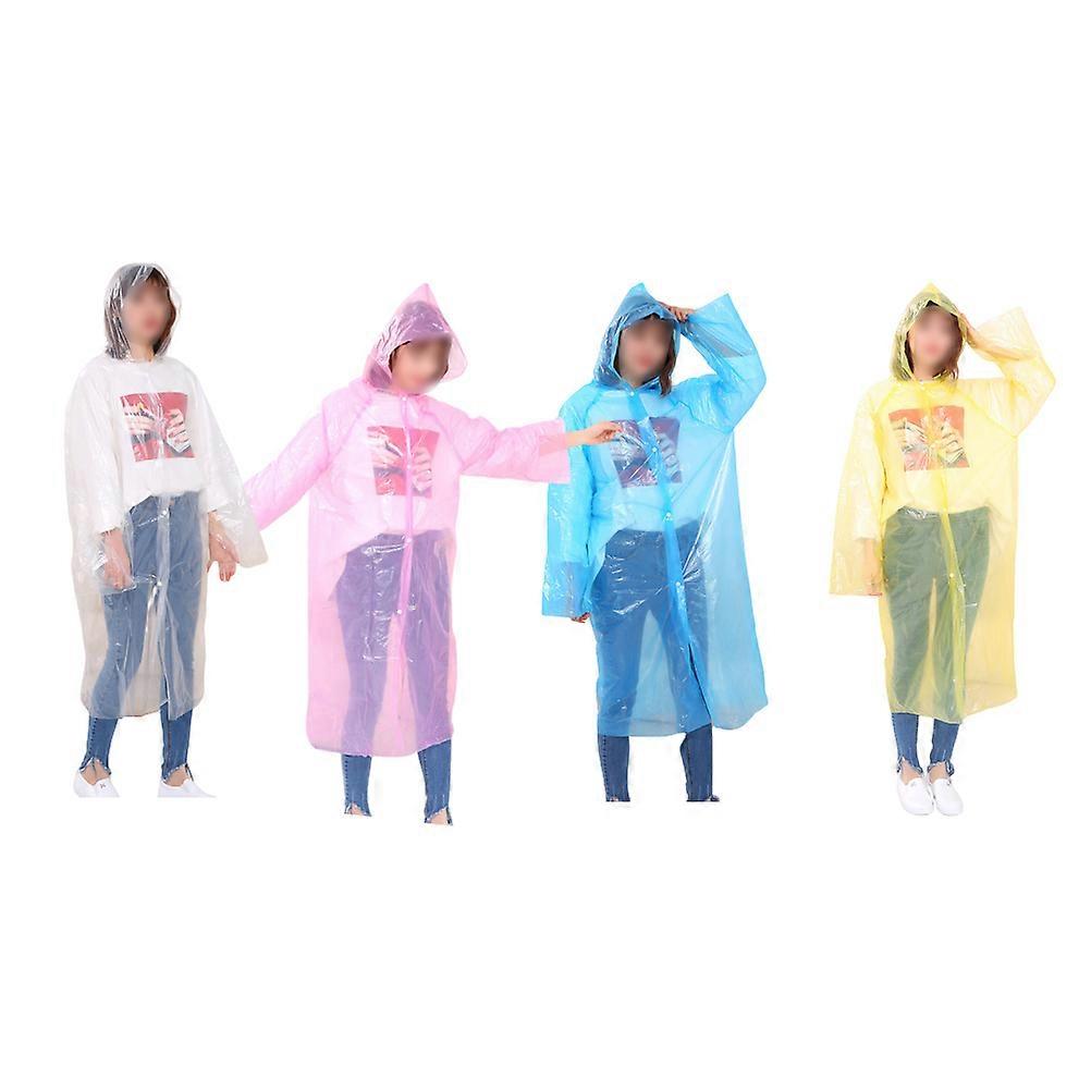 4pcs Lightweight Disposable Rain Ponchos with Hood – Unisex Waterproof Raincoats for Hiking, Cycling, Outdoor Sports – Includes Pink and White