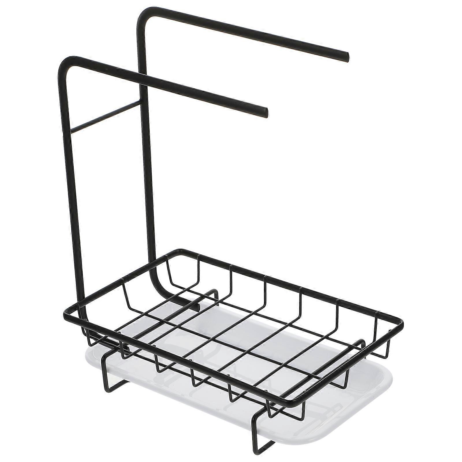 Black Wall-mounted Kitchen Sponge Rack for Dishcloth Storage Keeps Rag Dry and Breathable