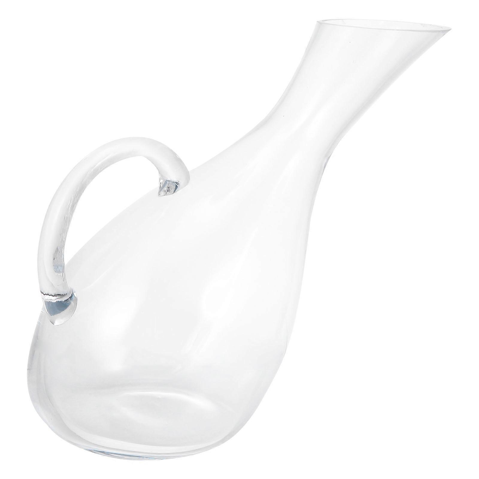 دورق النبيذ العملي المدفق الزجاجي الإبداعي مع مقبض للمنزل و 1800 مل شكل بجعة شفافة
