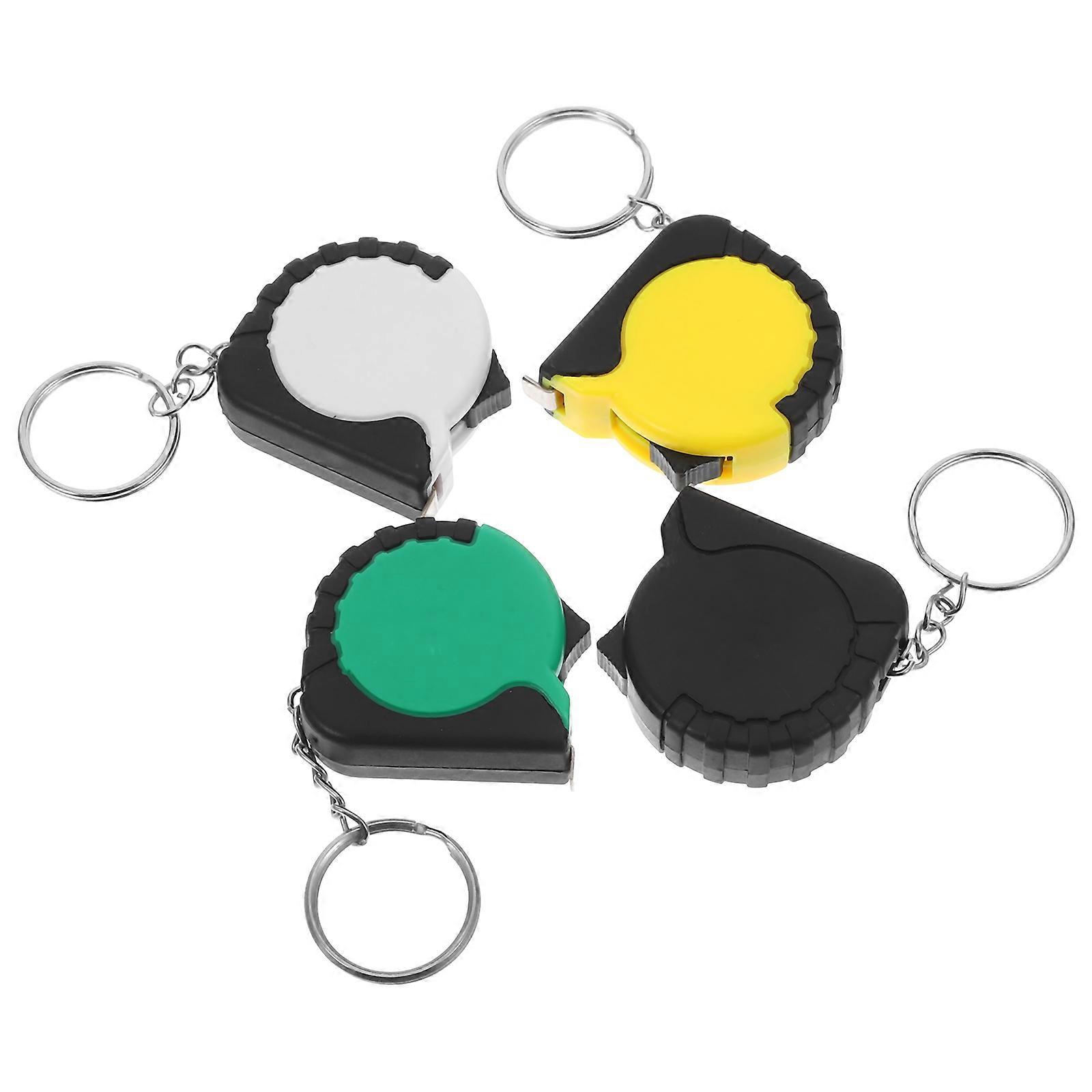 4pcs Mini Retractable Tape Measure Keychain – Compact Lightweight Metric Ruler with Automatic Retraction, Portable Abs Carbon Steel Tool