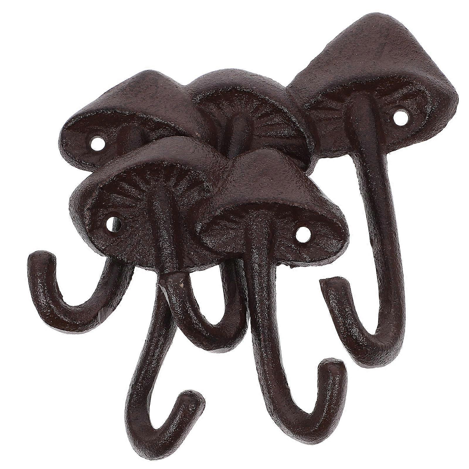 Rustic Coat Hooks Dark Brown Cast Iron Organization Bedroom 2Pcs