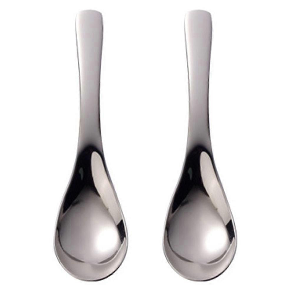 Stainless Steel Spoons Set of 2 Ergonomic Non Slip Handles, Lightweight & Smooth Polished Surface, Safe & Practical Tableware for Kids and Adults