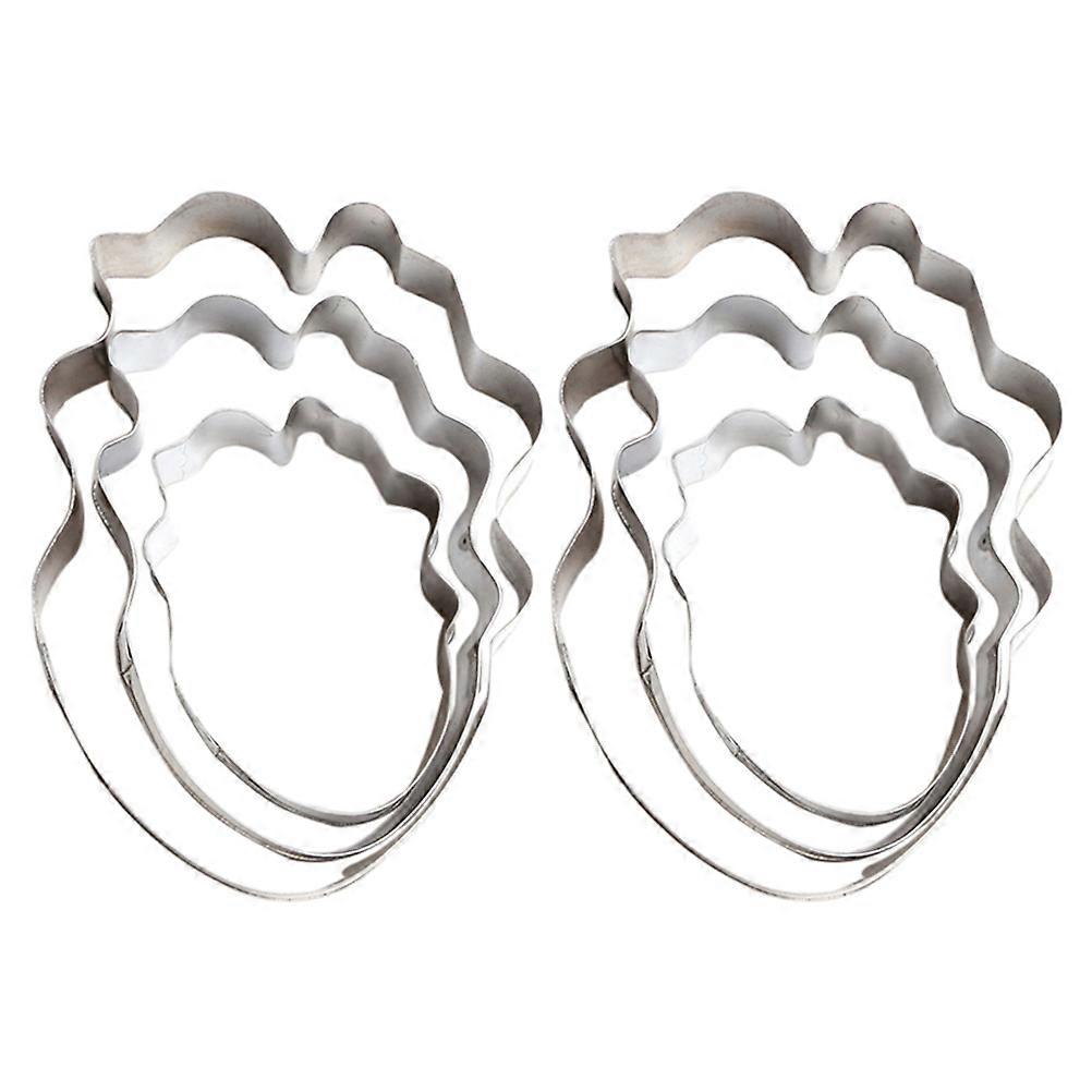 Baking Tools Fondant Cake Cookie Cutting Molds Tulip Petal Shape Silver Middle 6x4cm 1 Set 6 Pcs