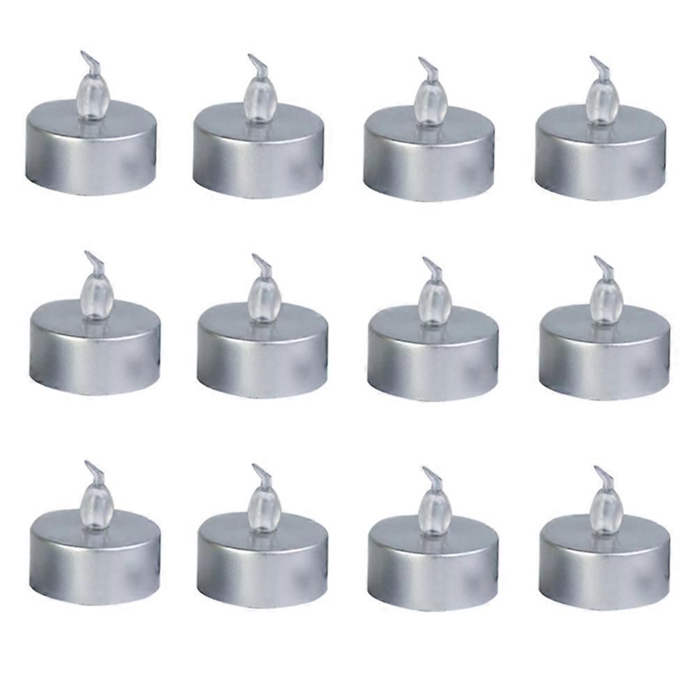 شموع مع أضواء LED لا دخان للتجمع العائلي 3.6x3.6x3.6 سم 12 قطعة