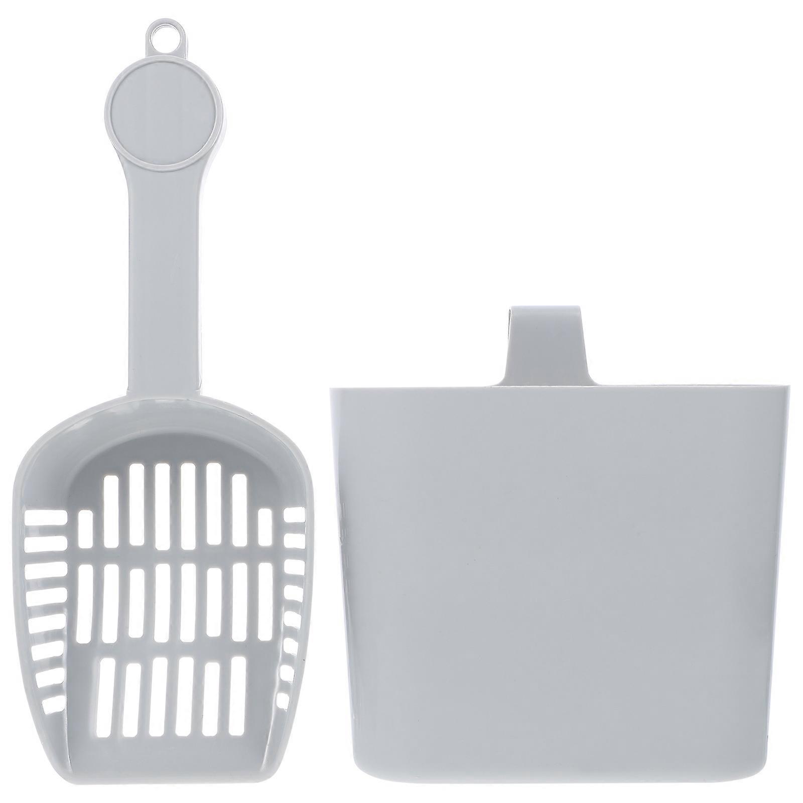 Scoop Cat Litter Scooper Portable Cat Kitten Litter Scoop Grey 2Pcs in 1 Set Pet Sand