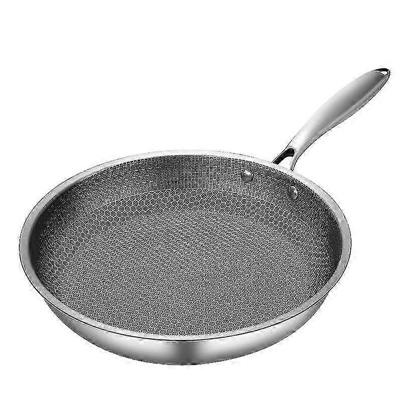 Stainless Steel Frying Pan Non-Stick Pot Cookware 28cm Fried Steak Pot Saucepan Single-Sided Honeyc