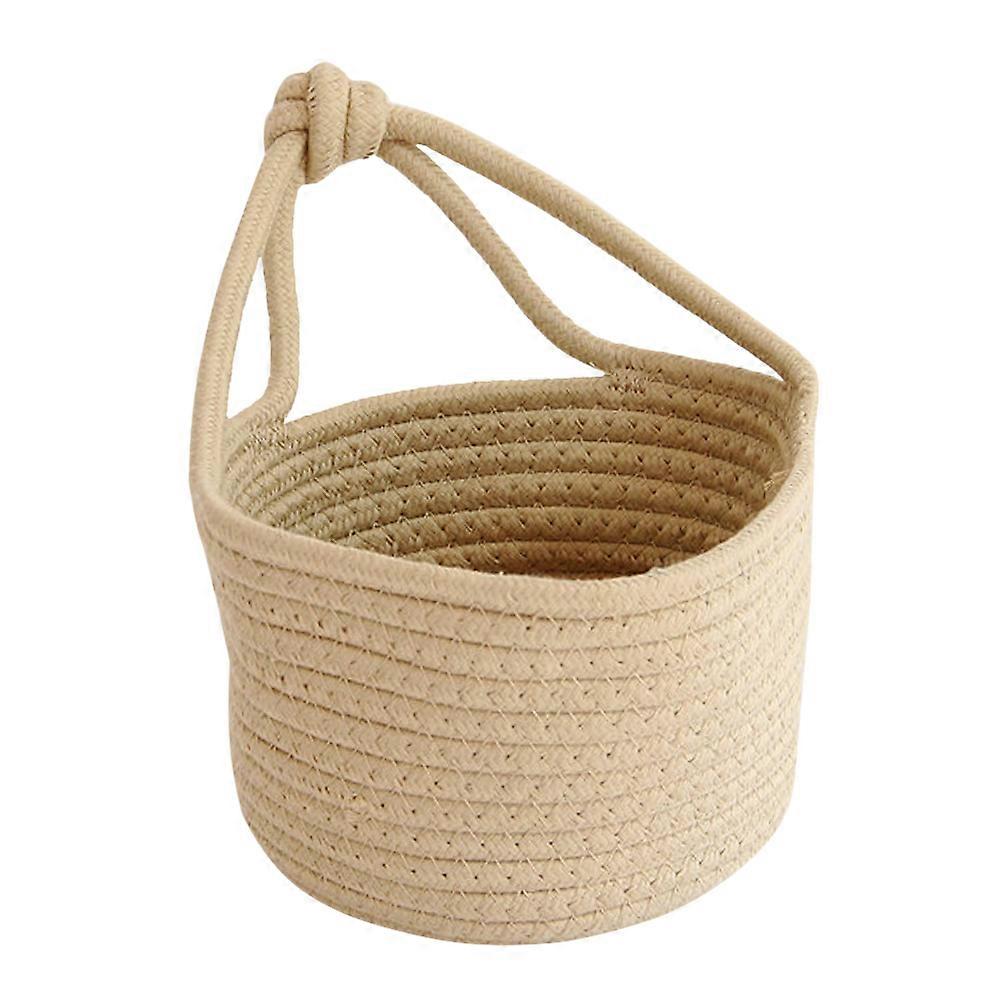Woven Storage Baskets Woven Hanging Basket Home Organization Round Container Khaki 1Set