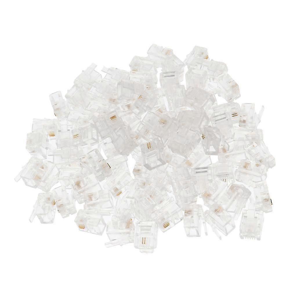 100Pcs RJ11 RJ-11 6P2C Modular Plug Telephone Cord Crimp Connector
