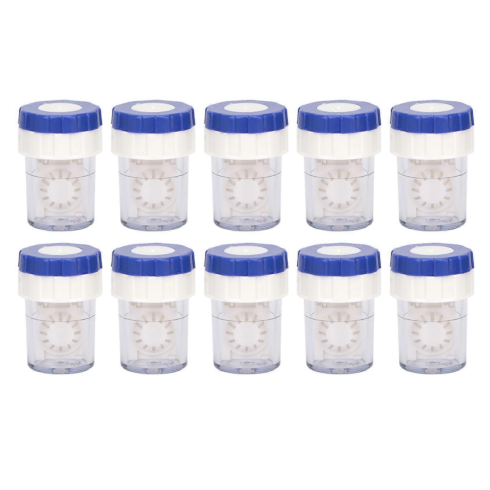 10 Pack Professional Portable Manual Contact Lens Cleaner with Soaking and Cleaning Case Blue