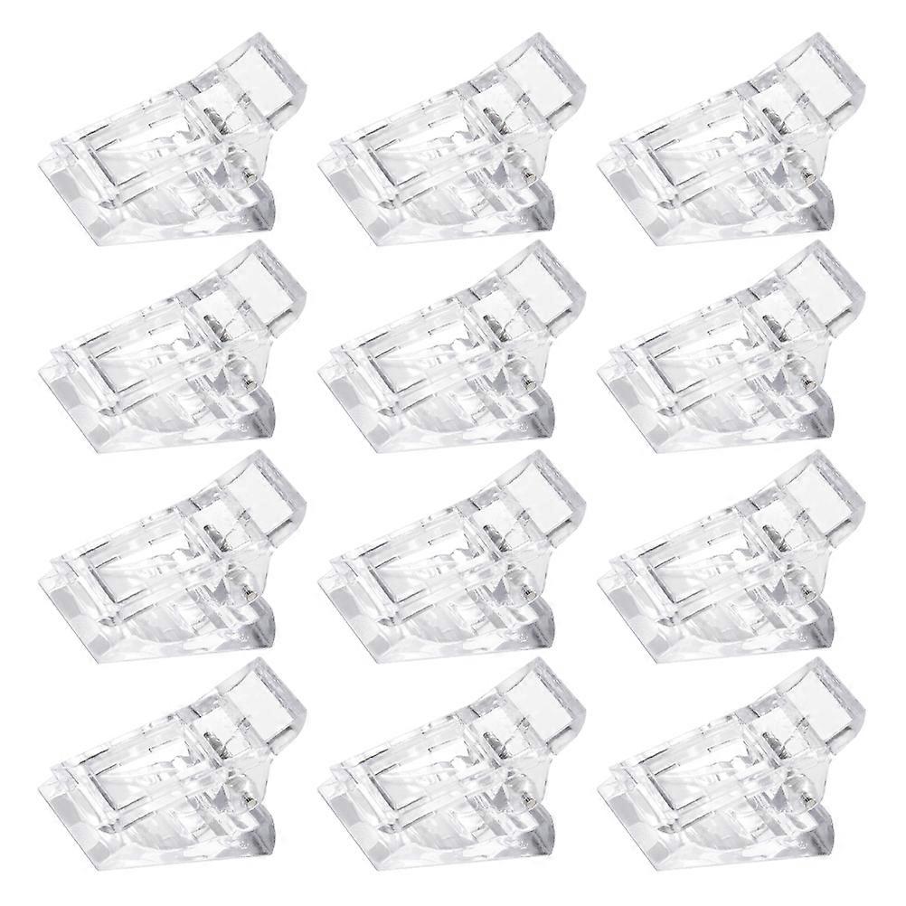 Nail Clips Manicure Clamp Transparent 3.6x3cm Simple Design For Home Diy Use 12Pack