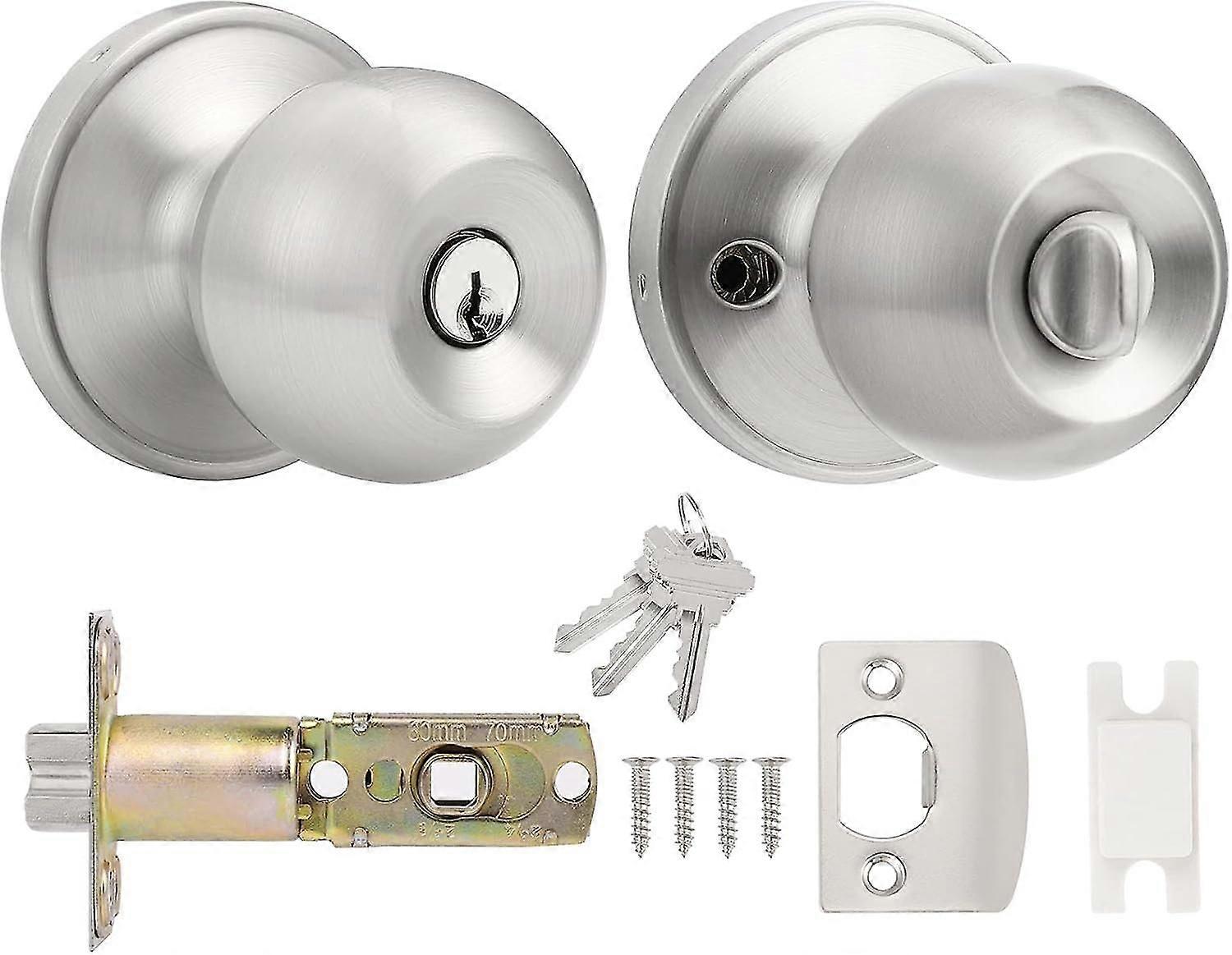 Gałka do drzwi wejściowych z kluczem Zewnętrzne klamki do drzwi ze stali nierdzewnej Okrągły zestaw zamków do drzwi przednich Satin Nickel