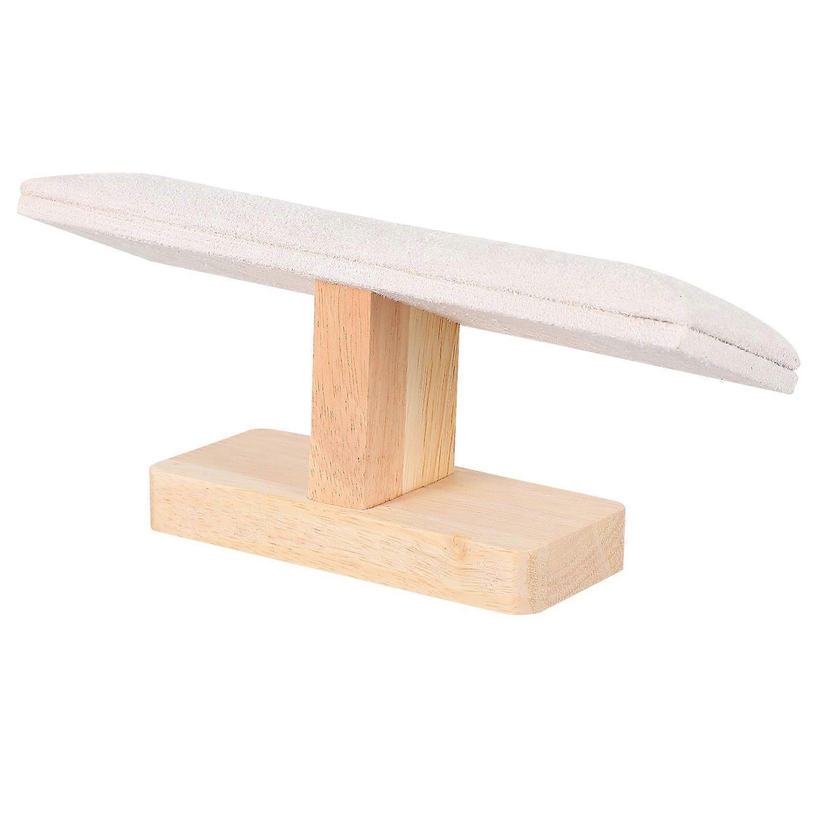 Modern Wooden Watch Display Stand with Flannel Design for Safe Storage White 1 Pc