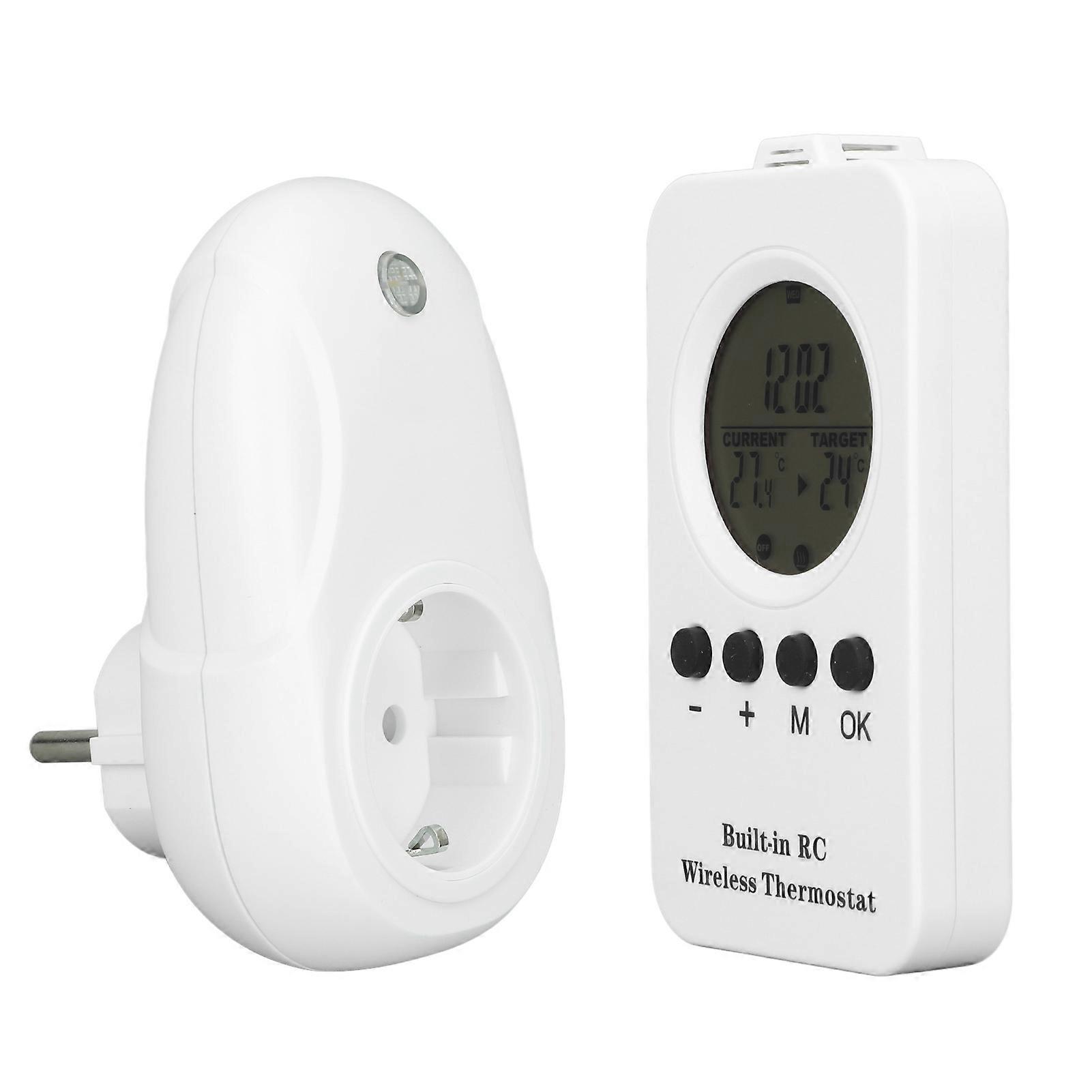 Wireless Plug in Thermostat LCD Remote Control Digital Display Temperature Controller with Temp Sensor