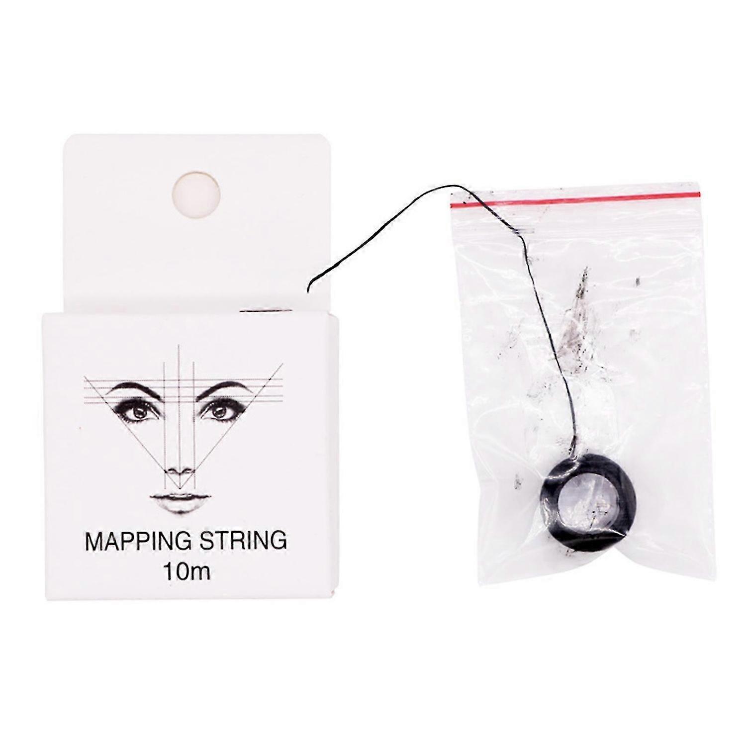 10m Augenbrauen-Mapping-String, vorgefärbter schwarz-weißer Augenbrauenfaden für Microblading, Messwerkzeug für