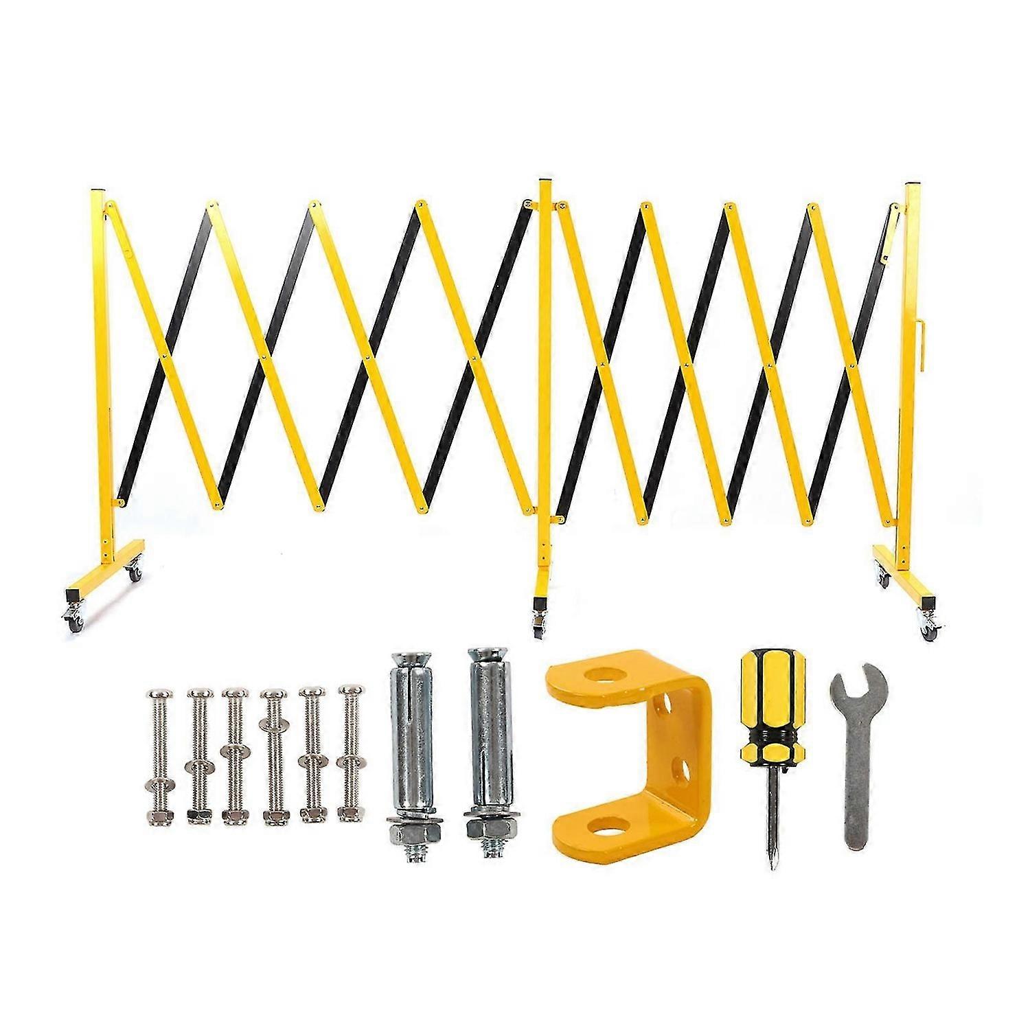 5m Expandable Metal Barricade Iron Column Mesh Reflective Portable Traffic Fence with Locking Coasters
