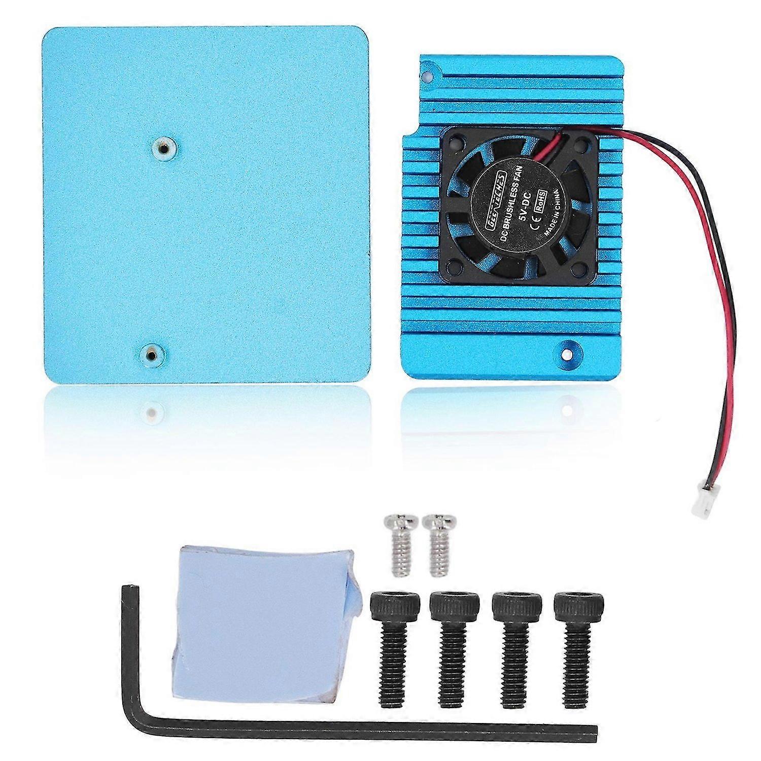 Router Cooling Shell Set Aluminum Alloy Heat Dissipation Enclosure Kit for Nanopi R2s Blue