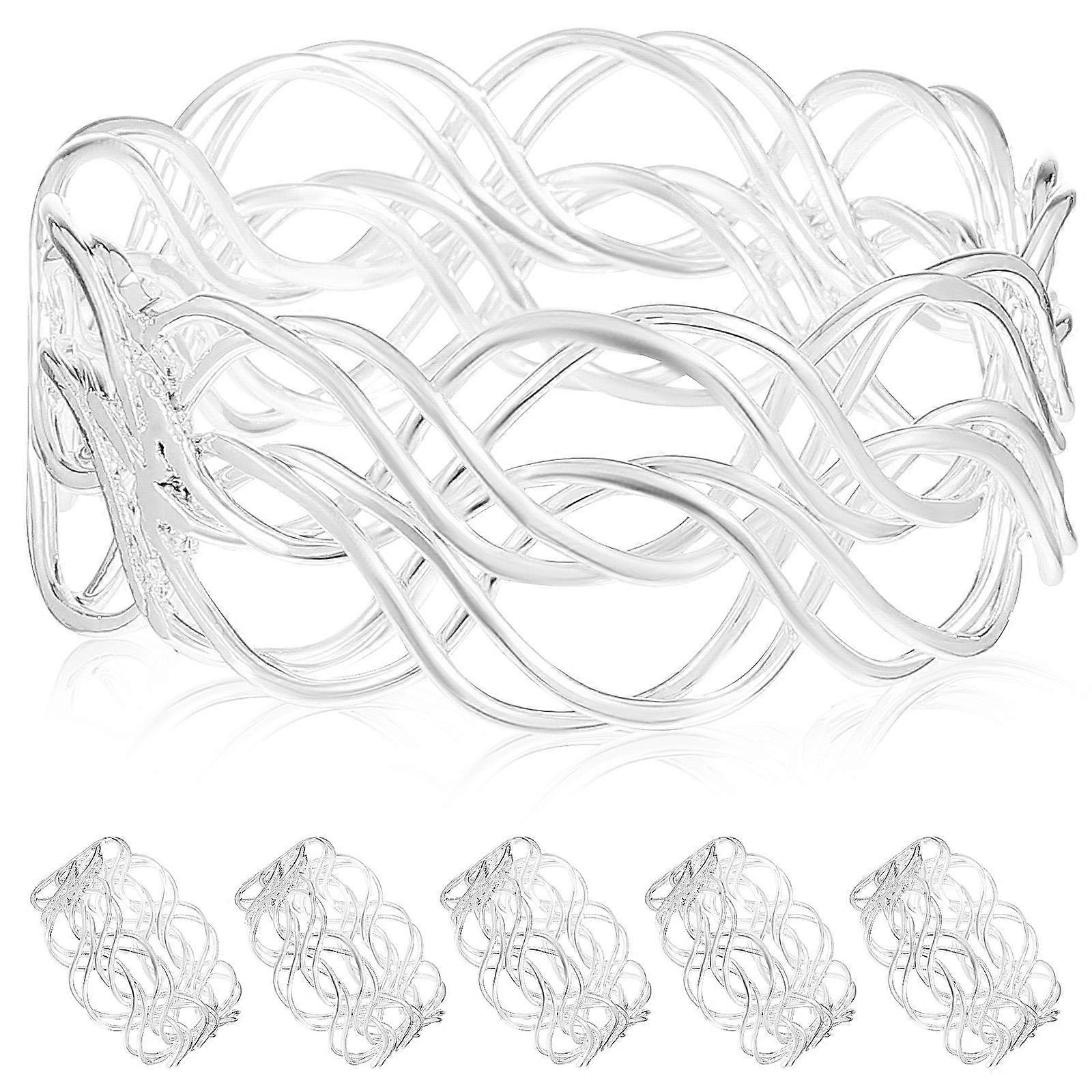 6pcs Metal Napkin Rings for Wedding, Christmas & Dinner Tables Reusable Serviette Buckles with Glossy Finish