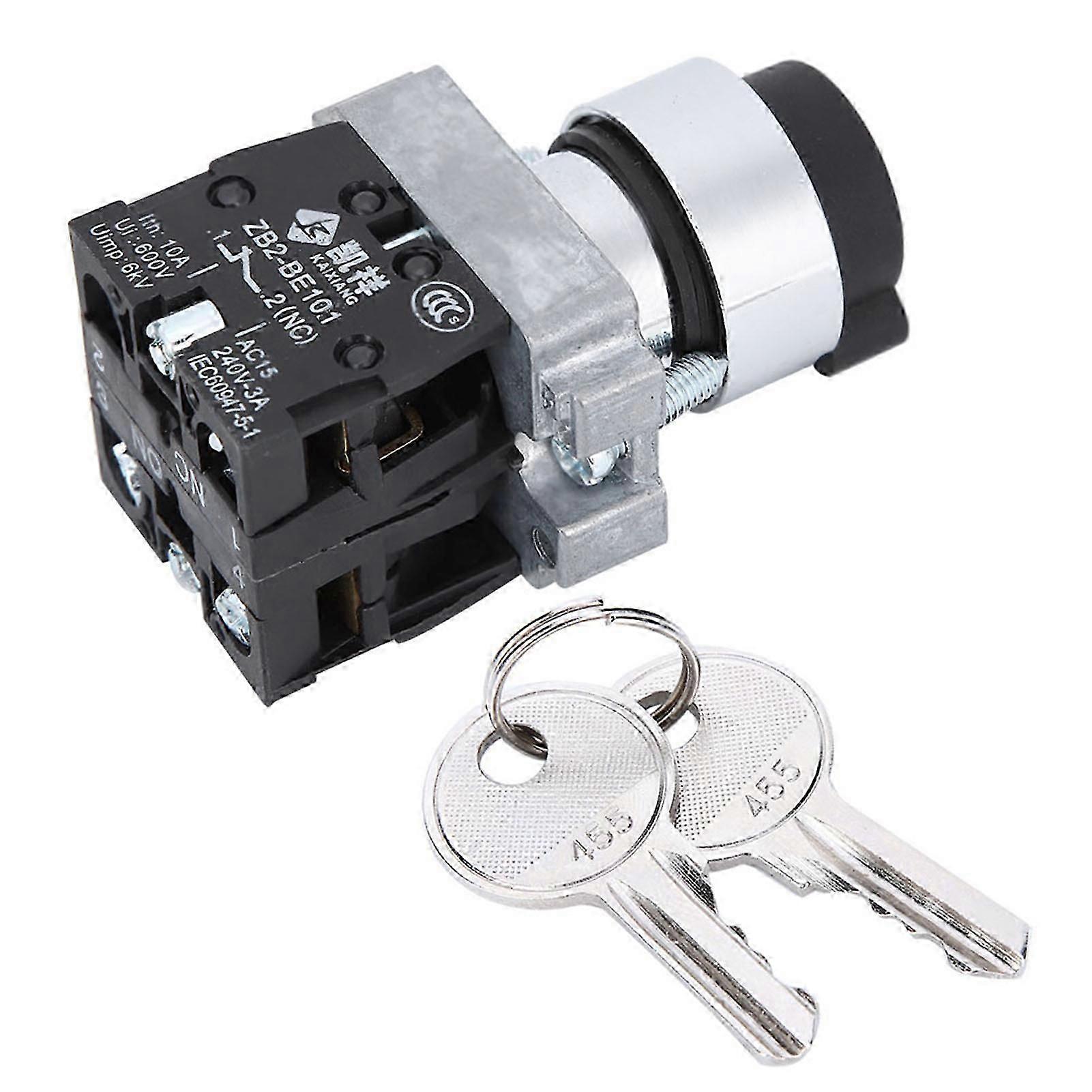 2 Position Key Switch SelfReset Power Lock Conversion Rotation Locking + Key ZB2BE101 ZB2BE102C