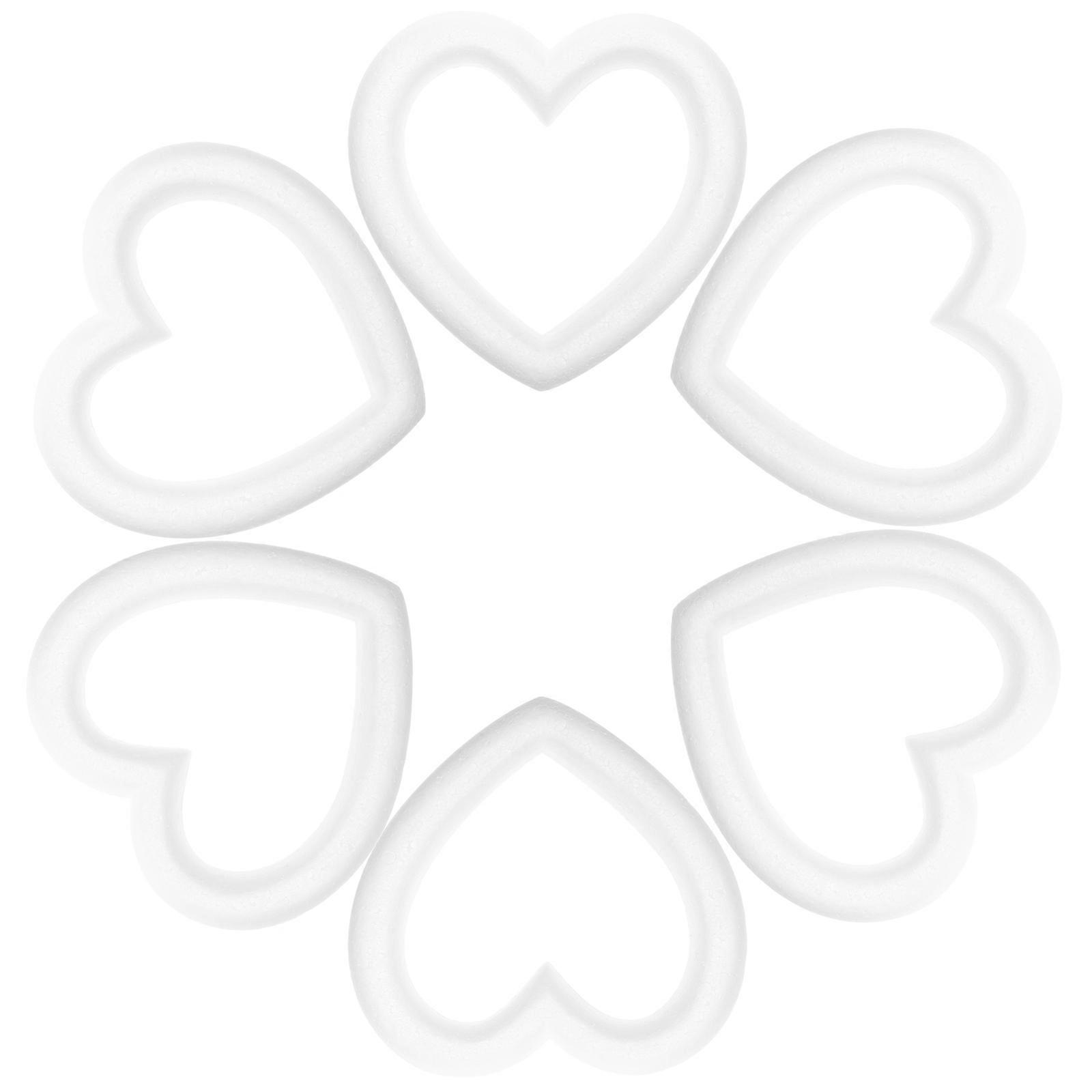 Heart Shaped Wreath Forms Polystyrene Foam DIY Accessory Children Activities 6Pcs