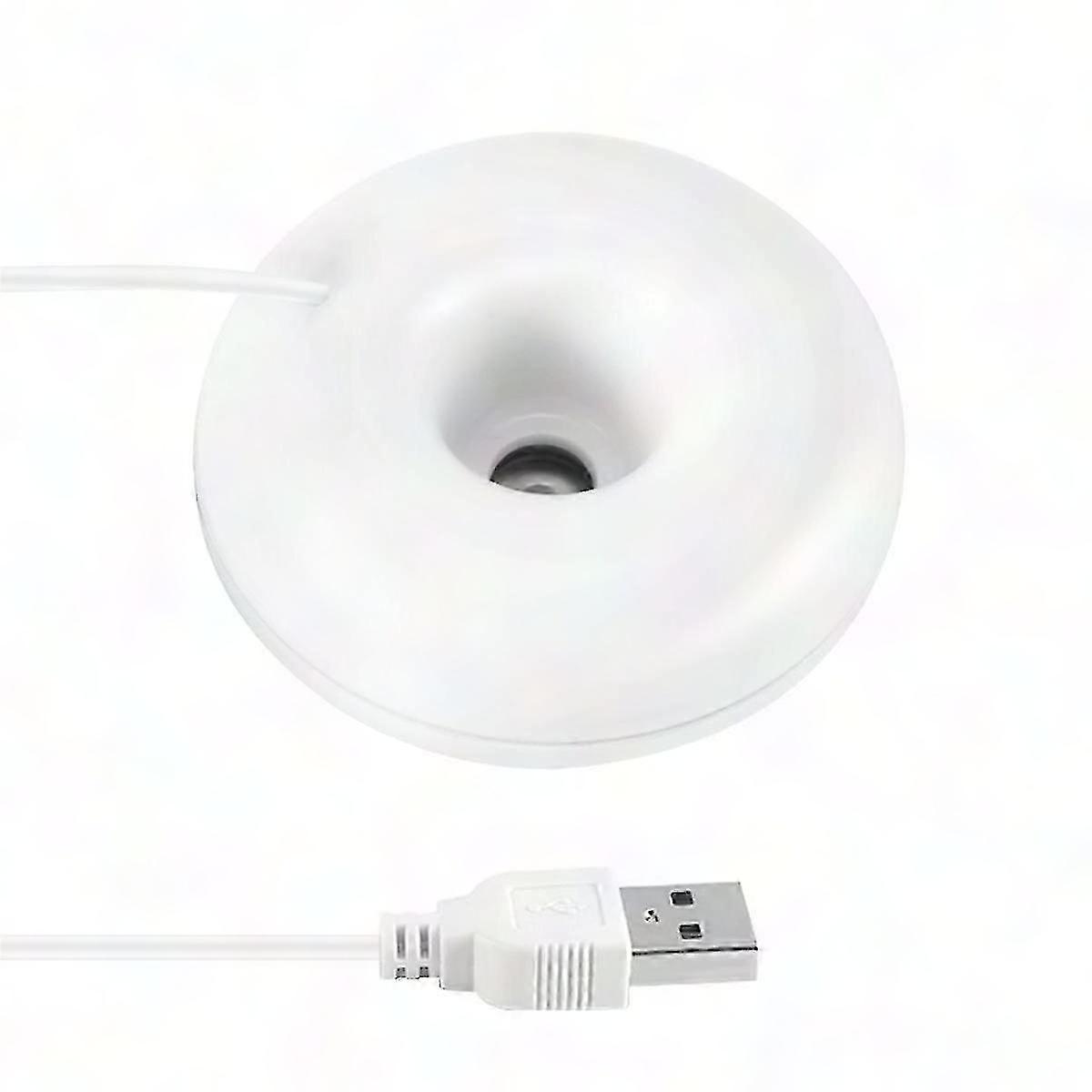 Mini Portable USB Humidifier for Office & Desktop Use - Compact White Donut Design