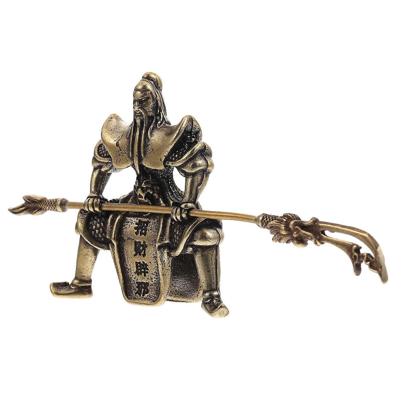 Creative Copper Guan Tabletop Ornament Bronze Ware For Home Decor Golden Statue Shape 1Pcs