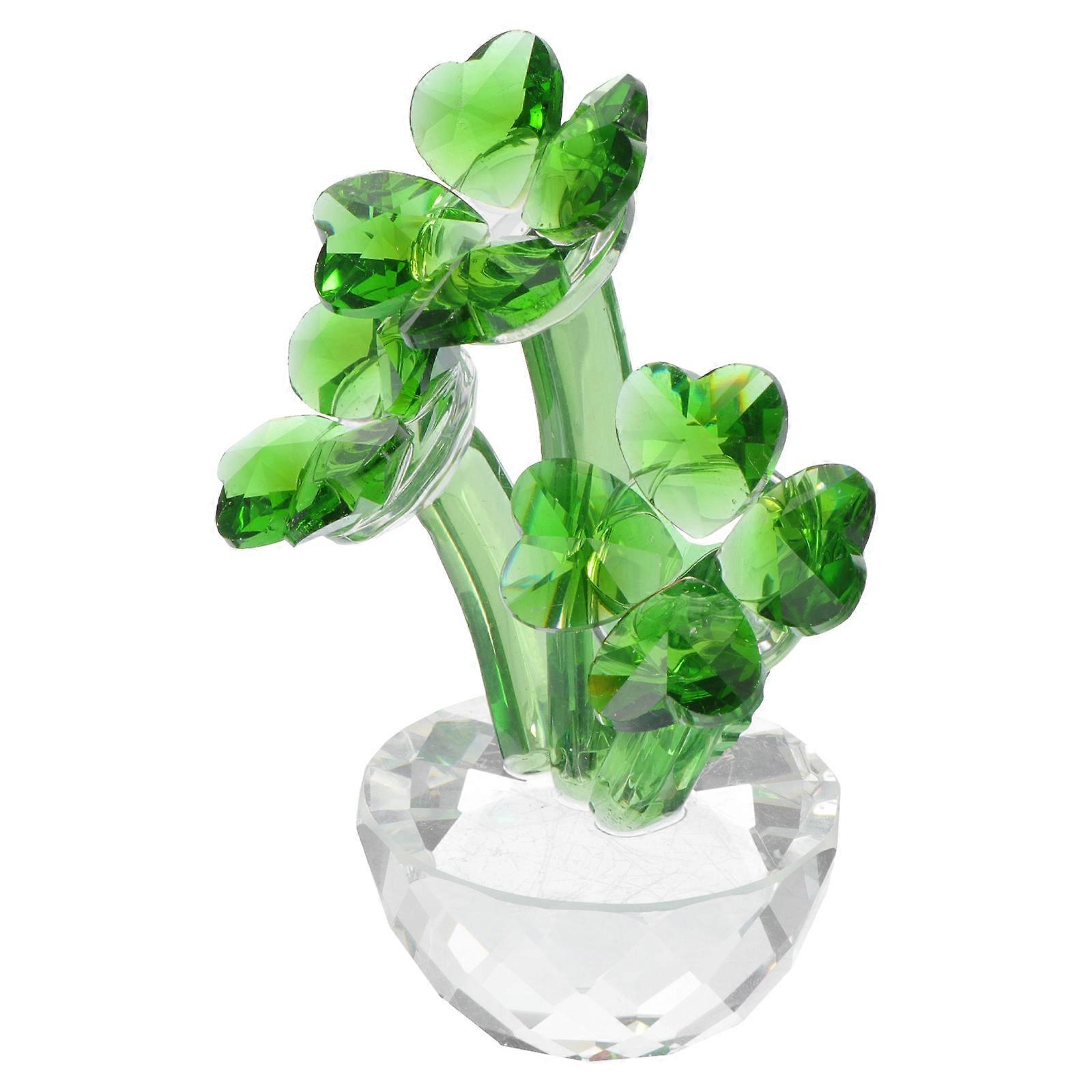 Crystal Four Leaf Clover Desktop Ornament   Stylish Home and Car Decor with Unique Creative Design