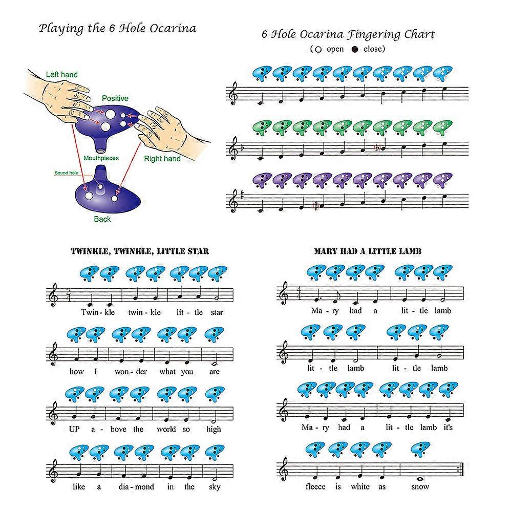6 חורים קרמיקה Ocarina Alto C כלי נגינה בסגנון צוללת עם ציון שרוך לחובב מוזיקה ומתחיל