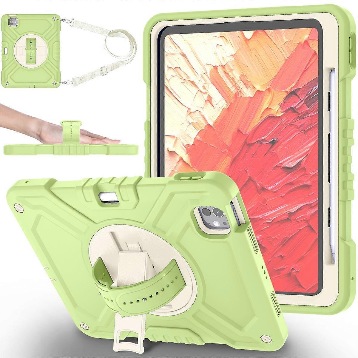 X-Shaped Series for iPad Pro 11 (2024) Kickstand Case Hand Strap Tablet Cover with Shoulder Strap -