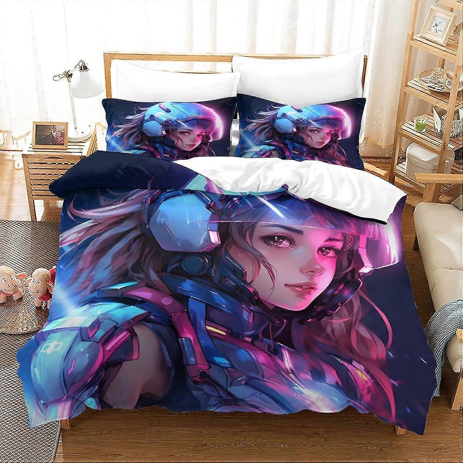 Conjunto de Edredom Moderno para Adolescentes - Microfibra Macia Respirável de 3 Peças com Zíper