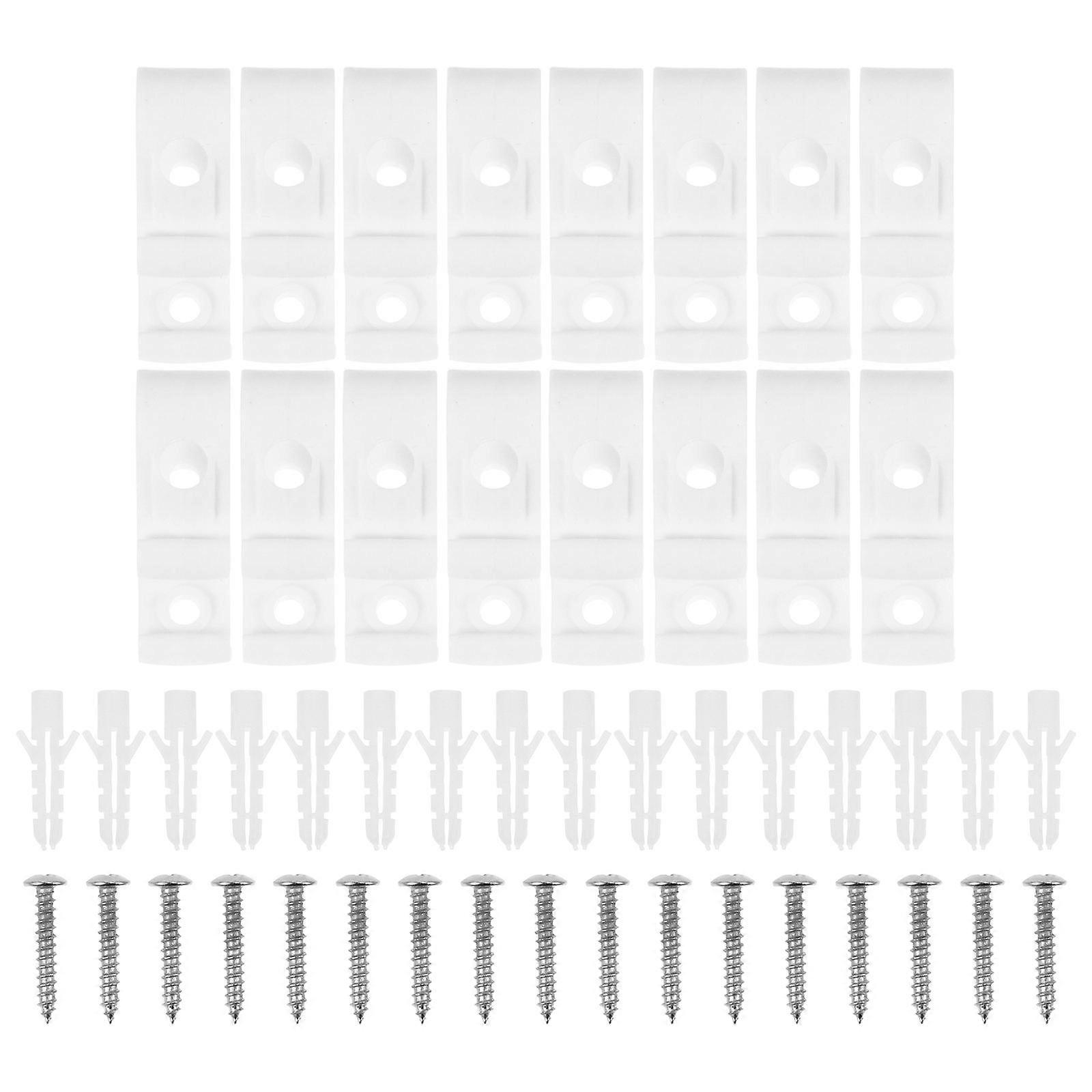 16 Piece White Roman Roller Blind Clips with Screws, Wall Mounted Fixing Hooks for Vertical and Roller Blinds, Reusable Chain Tensioners for Home and