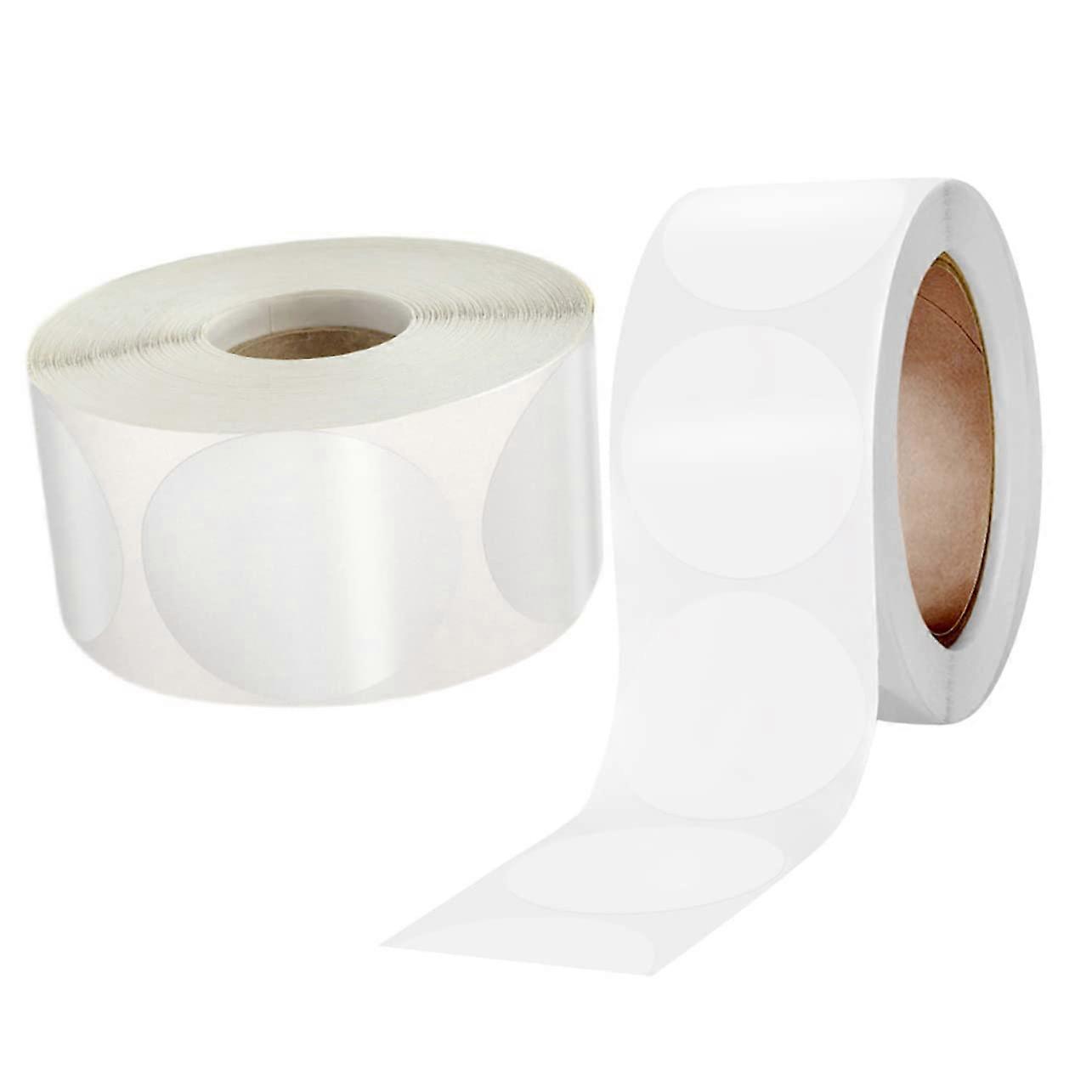 Round Clear Stickers - 2 Rolls Self-Adhesive Transparent Labels for Envelopes and Packaging, Weatherproof and Smudge-Proof