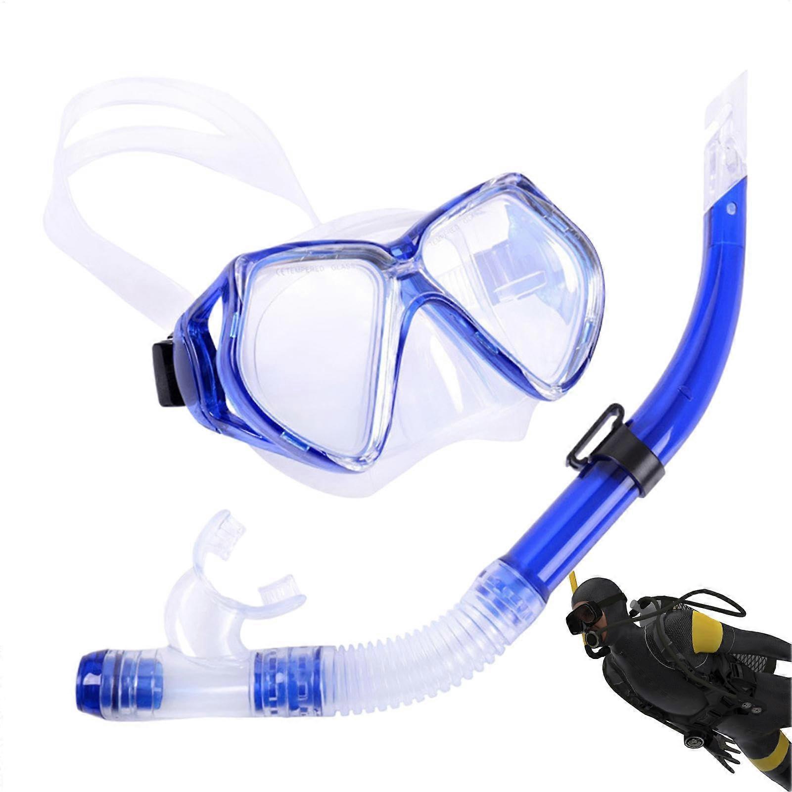 نظارات واقية للبالغين من Scuba Gear ، معدات الغطس الاحترافية المضادة للضباب المضادة للتسرب مع عدسة زجاجية مقسى للسباحة الزرقاء