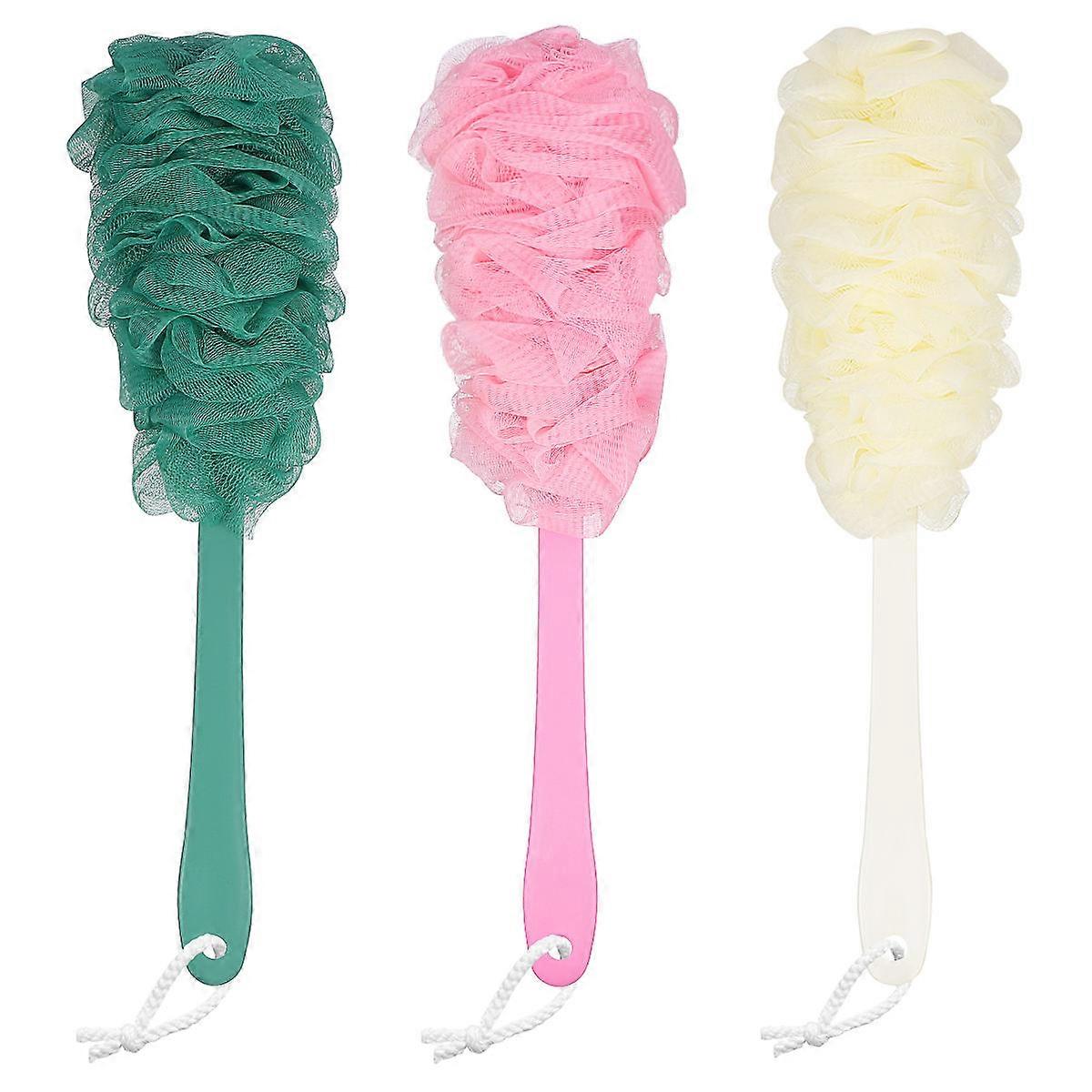 Bathroom Scrubber FRCOLOR Bath Brush Pink 3Pcs Circulation Improvement 12 X 42 Cm Long Handle