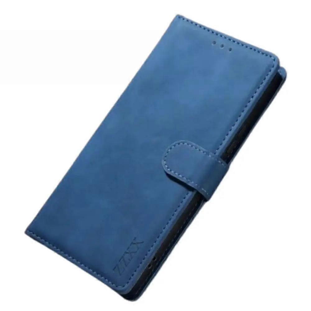 Leather Wallet Flip Case For Samsung (blue)