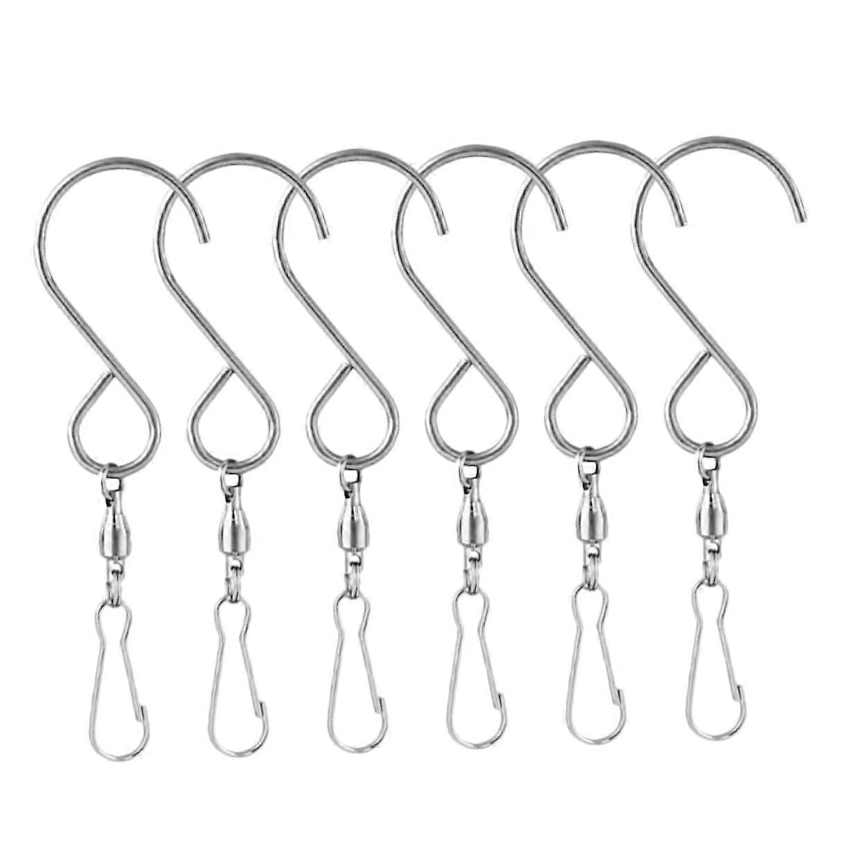 6 pieces S hooks with swivel function, hanging wind chime accessories for garden, balcony, and decoration.