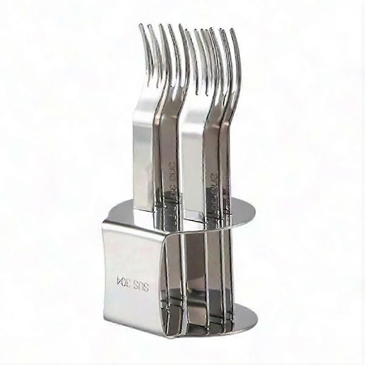 Steel fruit fork set with stand for desserts