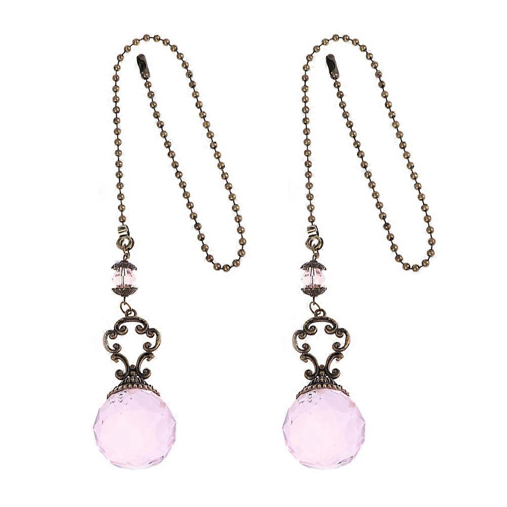 Pink Crystal Ceiling Light Pendant with Pull Chain Extension for Decorative Use