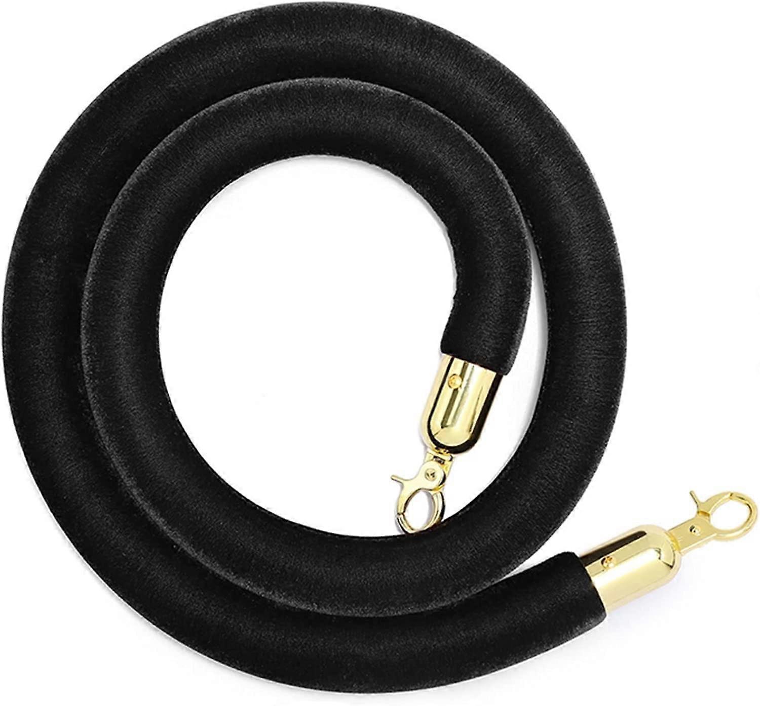 Grand Openings – Twisted Queue Barrier Rope, 1.5m, Crowd Control Barrier Rope with Hooks (Black)