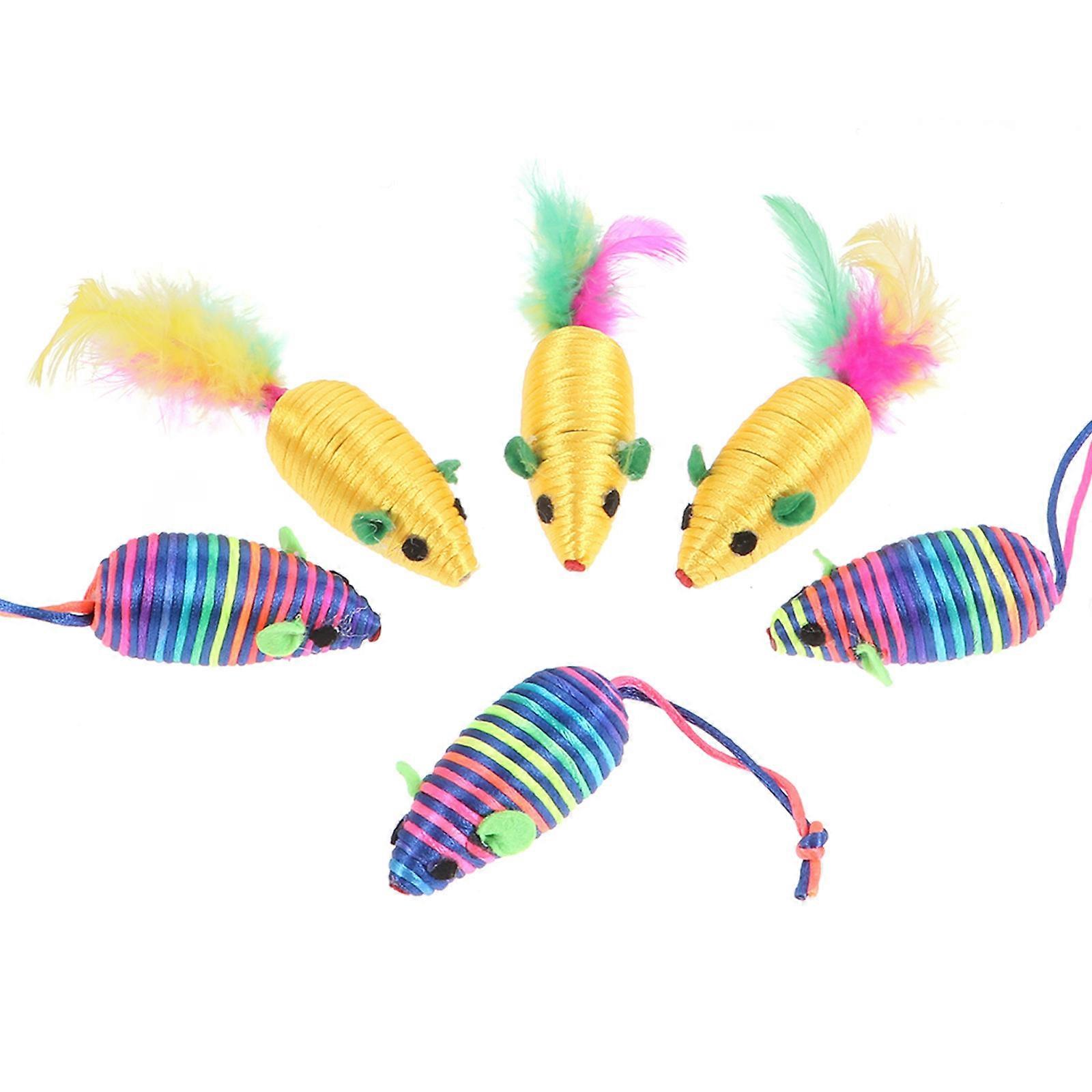 6pcs Cat Amusement Interactive Cartoon Mouse for Kittens Durable Pet Toy for Scratching and Biting, Furniture Damage Prevention