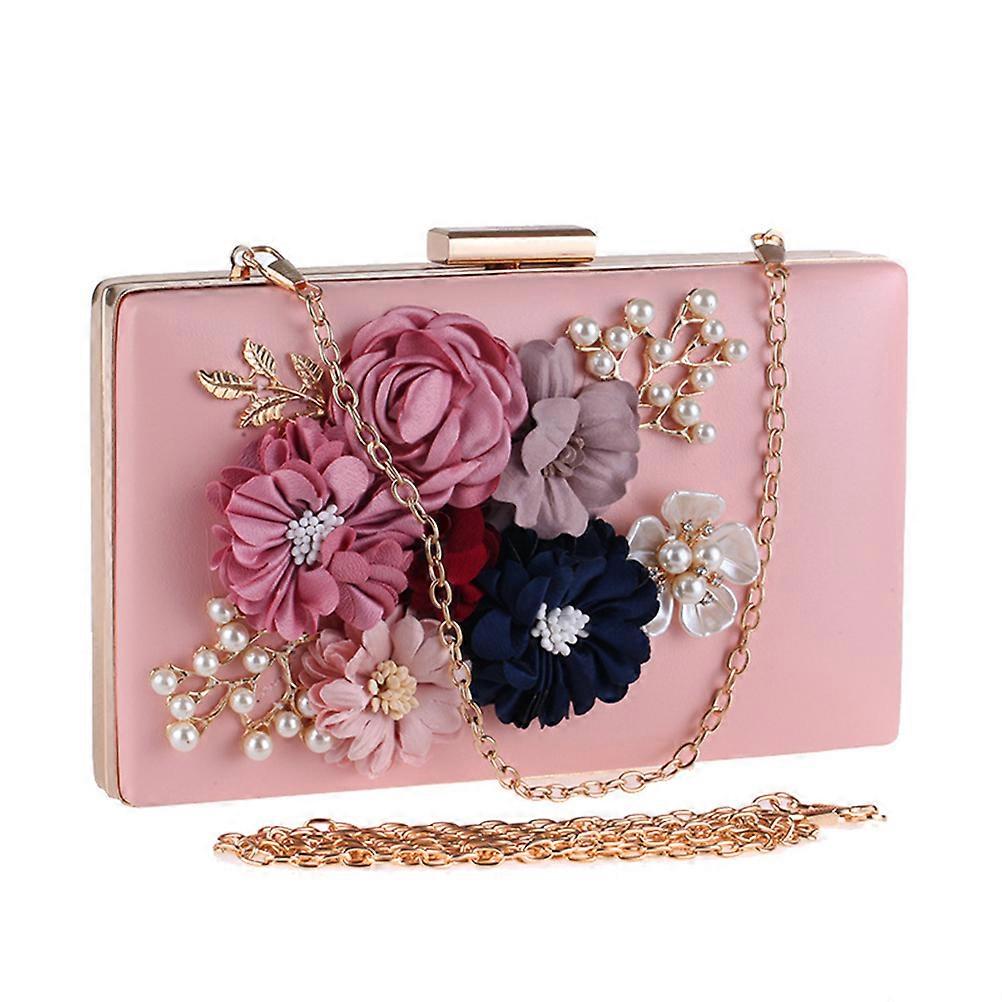 Women's and Pearls Design Handbag Polyester Evening Wallet Pink Small Size