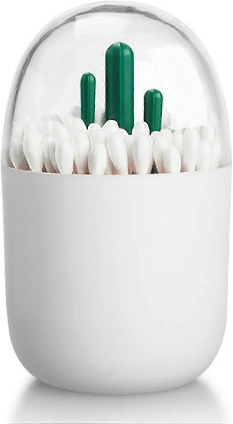 Cotton Round Holder Small Q-Tips Toothpick Storage Organizer Cactus