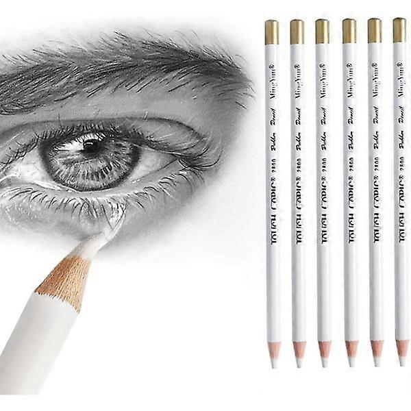 6pcs Set for Artists Wood Sketch Eraser Pen for Charcoal Drawings 17.5cm - Perfect