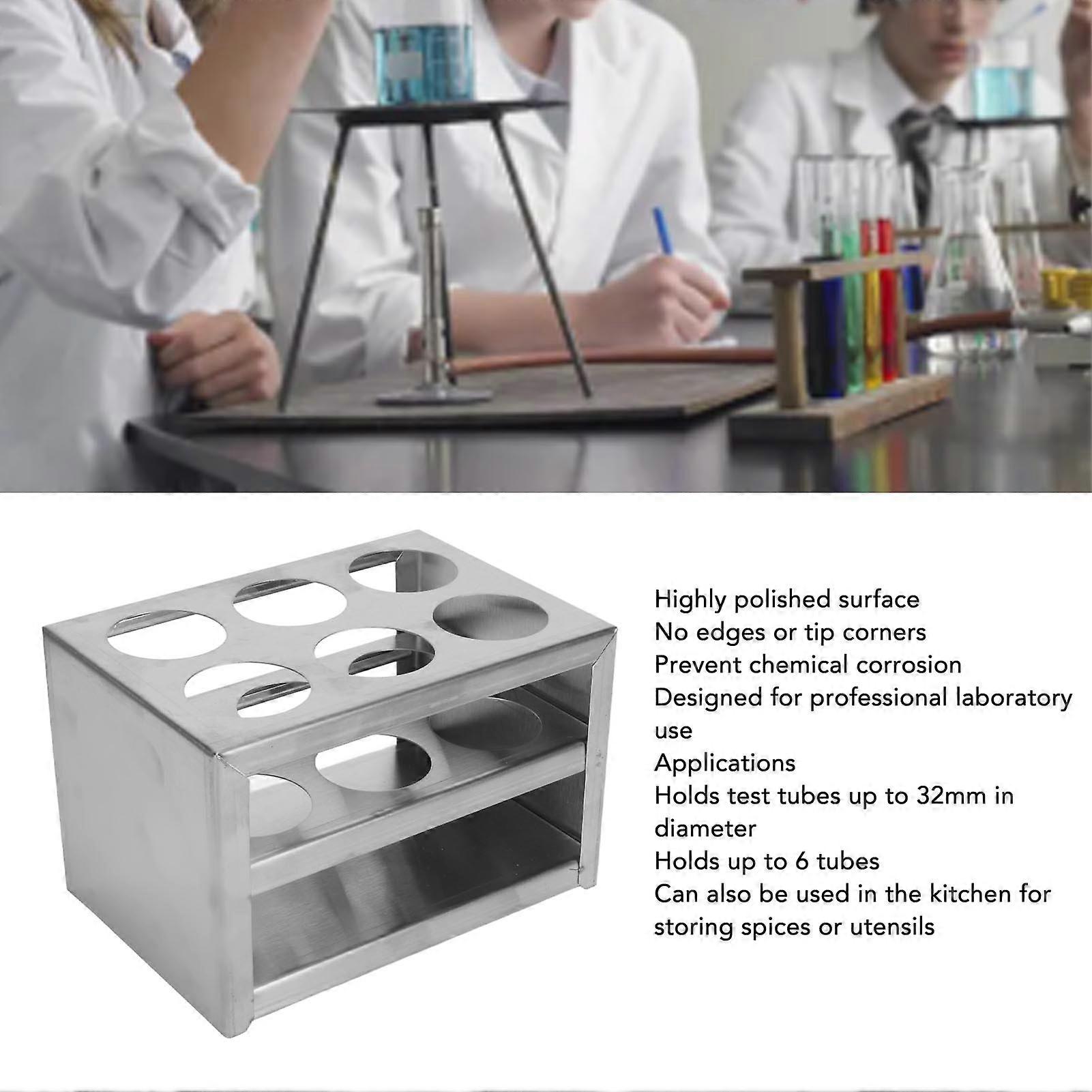 Test Tube Holder 304 Stainless Steel 6 Hole 3 Layer Laboratory Stand Rack for 32mm Tubes
