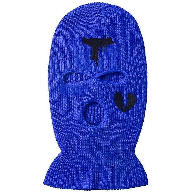 Uzi Balaclava with 3 Holes Knitted Full Face Cover Ski Mask Winter Windproof Neck Warmer Thermal Cycling for Men and Women Unit size blue