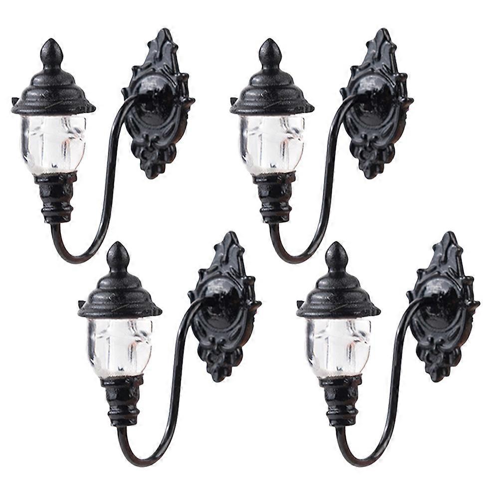 Mini Wall Lamp Black ABS Micro Landscaping Light Decor for DIY Fairy Tale Scene 1/87 Scale