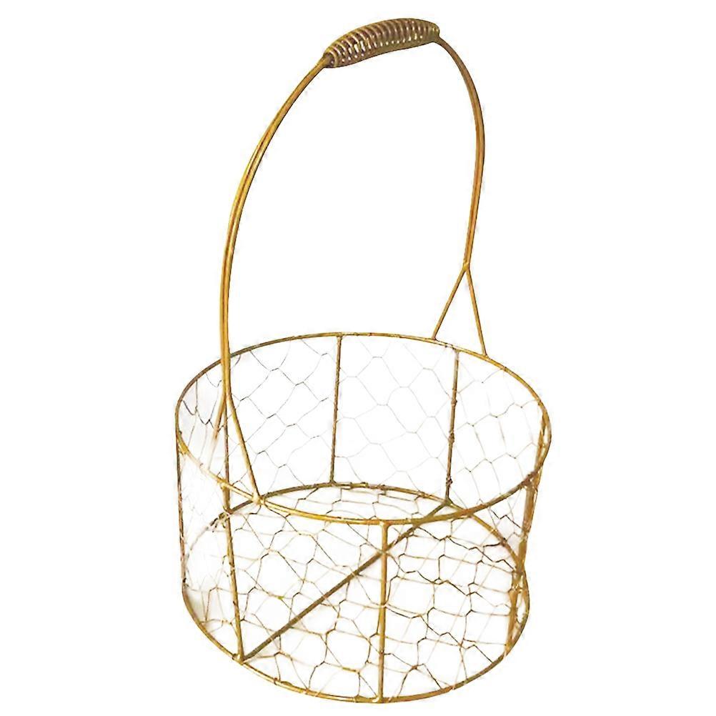 Round Metal Wire Basket with Handle 1 Set Round Storage Basket Decorative Basket